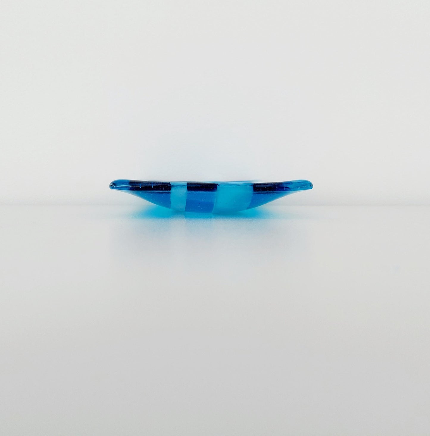 Winter in the Lakes Glass Art Trinket Dish, Contemporary Turquoise and White Fused Glass Coffee Table Plate, Turquoise Living Room Décor
