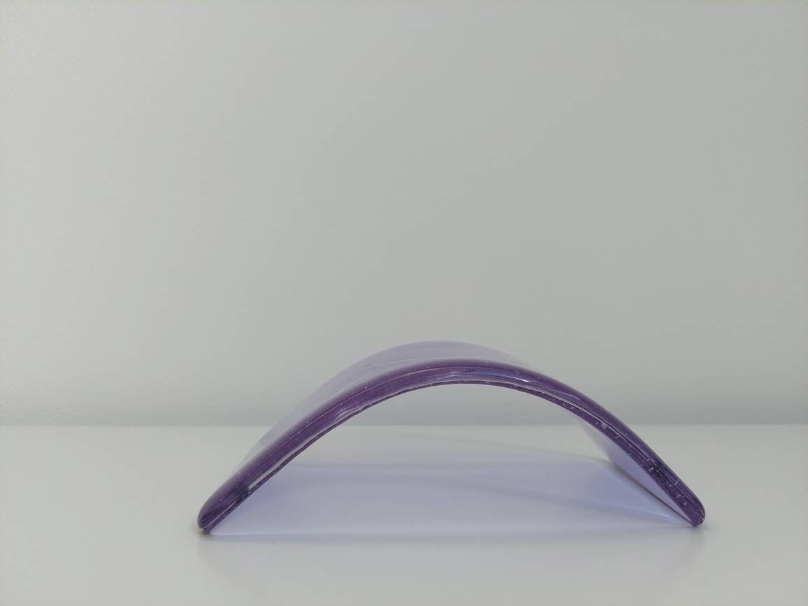 Lilac Glass Heart Ornament, Handmade Light Purple Fused Glass Curve with a Trio of Kiln Carved Hearts, Lilac Bedroom Décor, Gift for Her