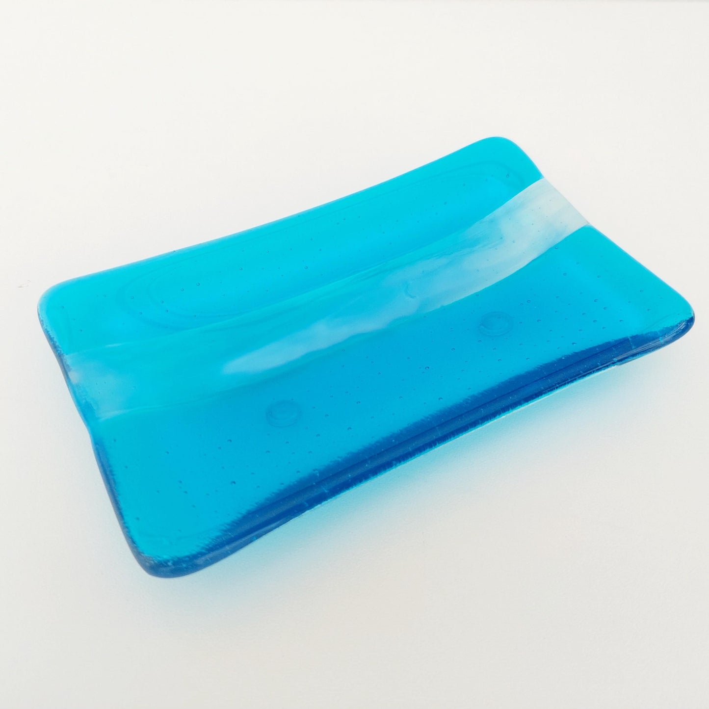 Turquoise Glass Art Soap Dish Handcrafted in the Lake District