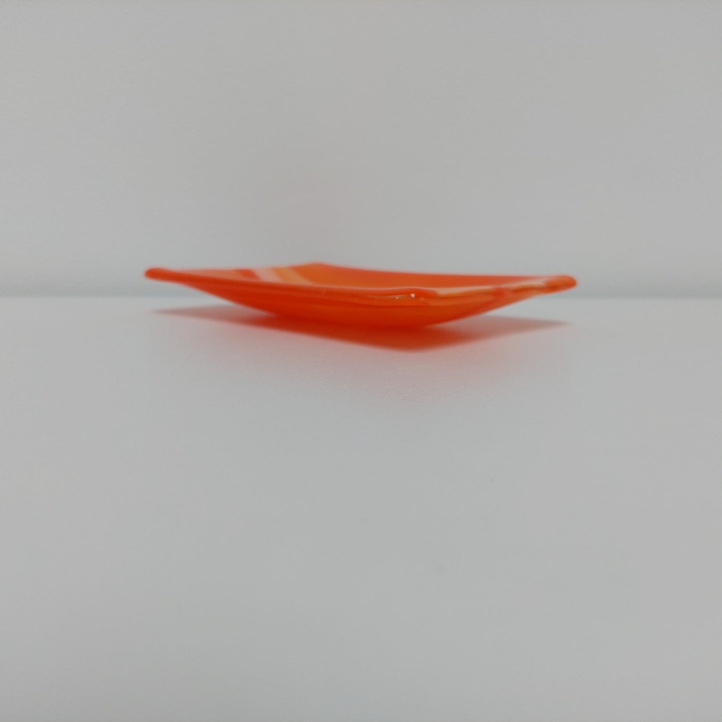 Artisanal Orange Glass Trinket Dish, Handmade Fused Glass Soap Tray, Orange Bathroom Décor, Contemporary Jewelry Tray, Orange Bedroom Décor
