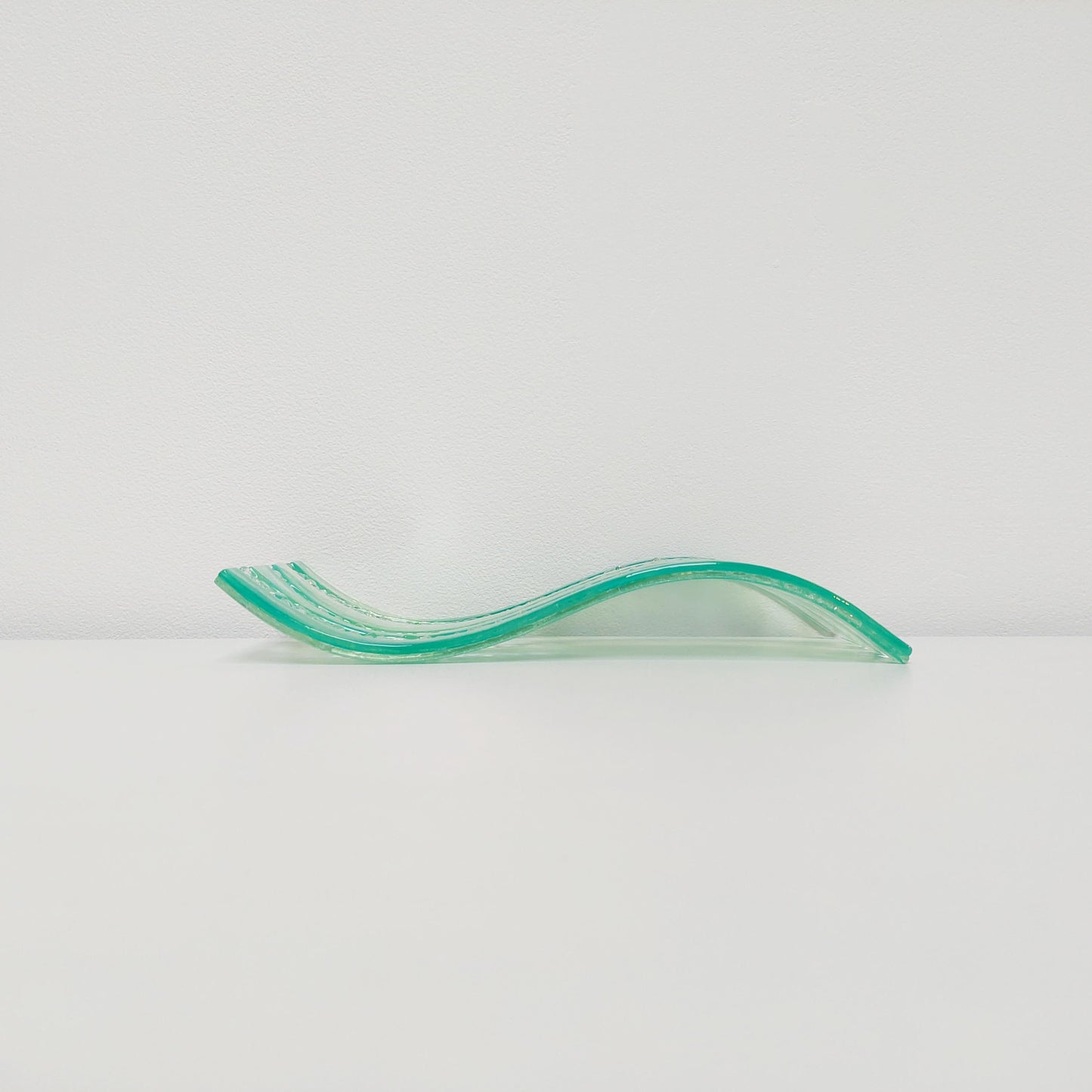 Rydal Water Glass Art Wave, Large Handmade Light Green Fused Glass Ornament, Unusual Mantlepiece Ornament, Natural Green Living Room Décor