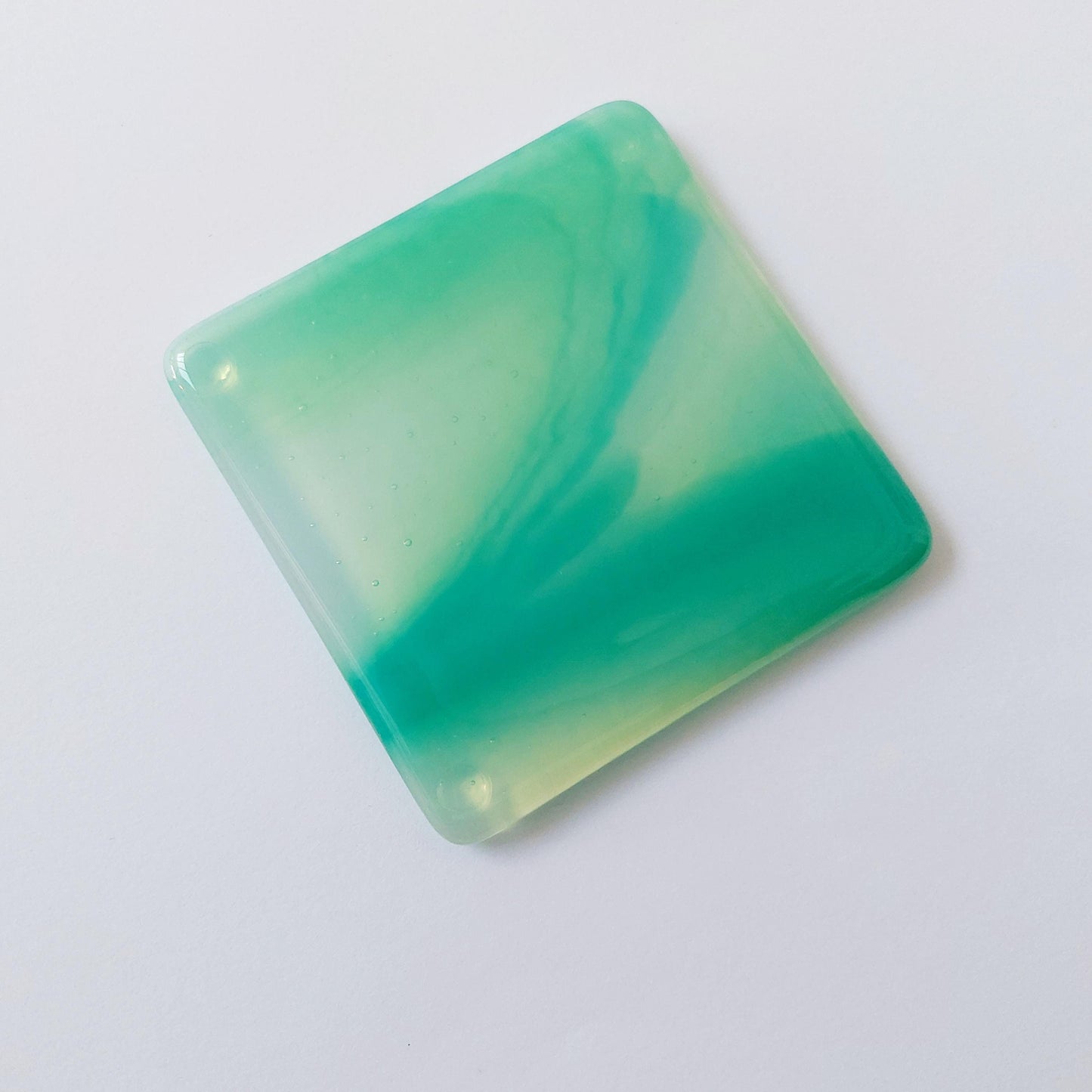 Rydal Water Glass Art Coasters, Unusual Handmade Green Fused Glass Coasters, Contemporary Coffee Table Mats, Natural Green Living Room Décor