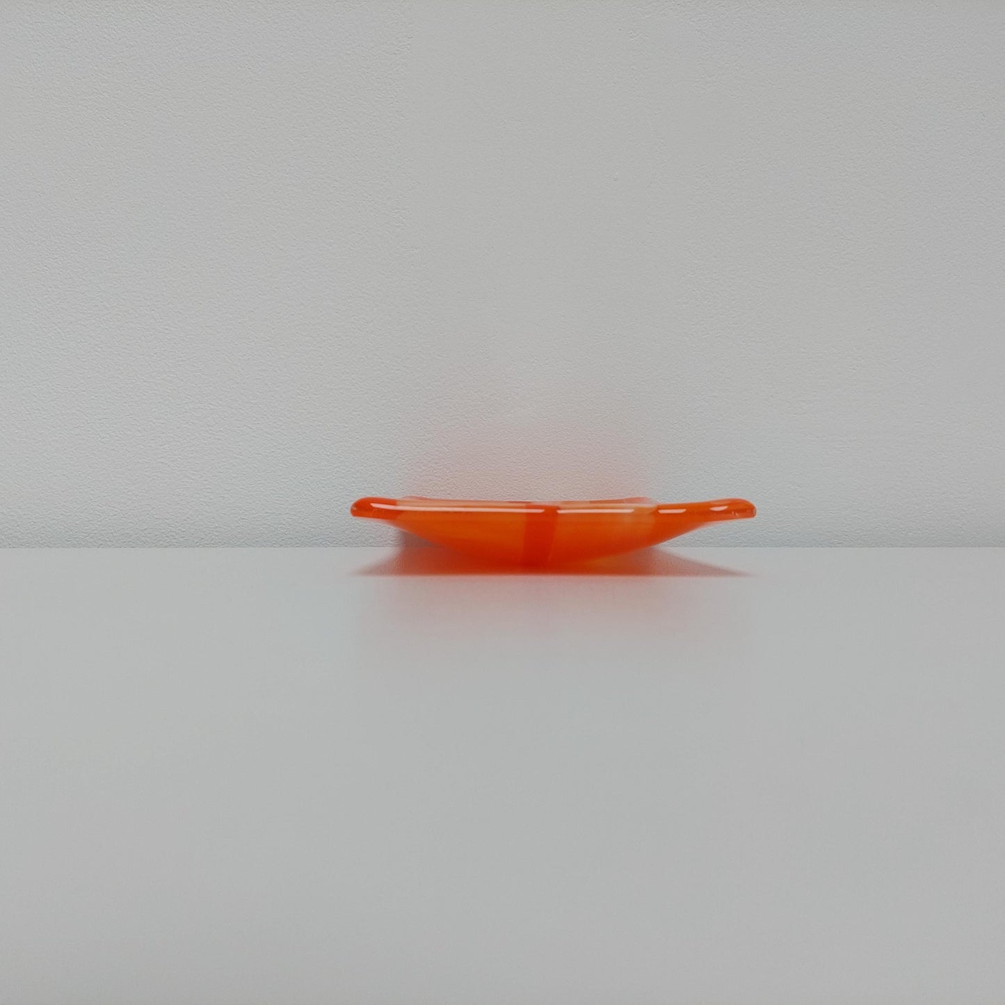 Artisanal Orange Glass Trinket Dish, Handmade Fused Glass Soap Tray, Orange Bathroom Décor, Contemporary Jewelry Tray, Orange Bedroom Décor