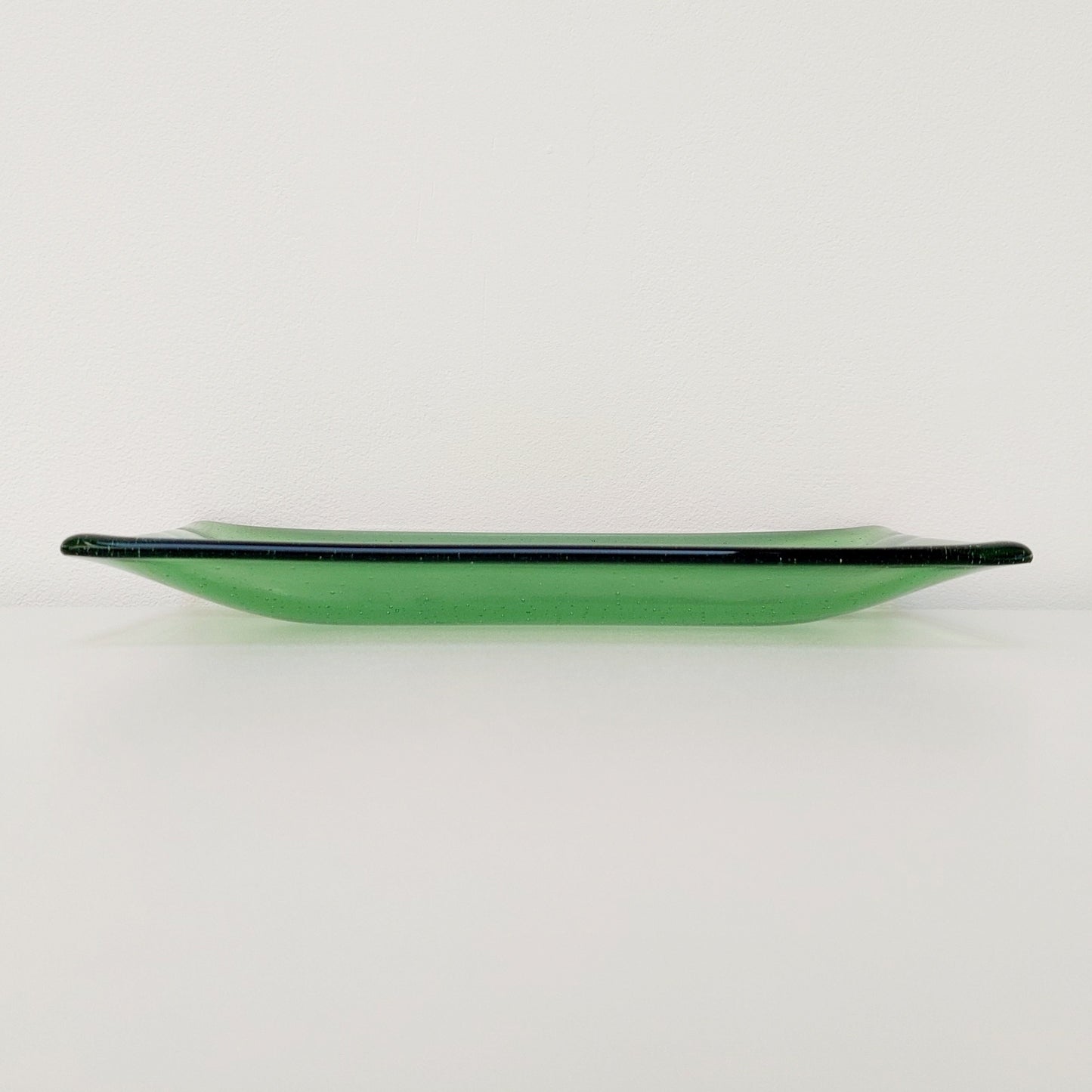 Fern Green Glass Art Plate, Handmade Pale Green Fused Glass Platter, Minimalist Coffee Table Trinket Dish, Natural Green Living Room Décor