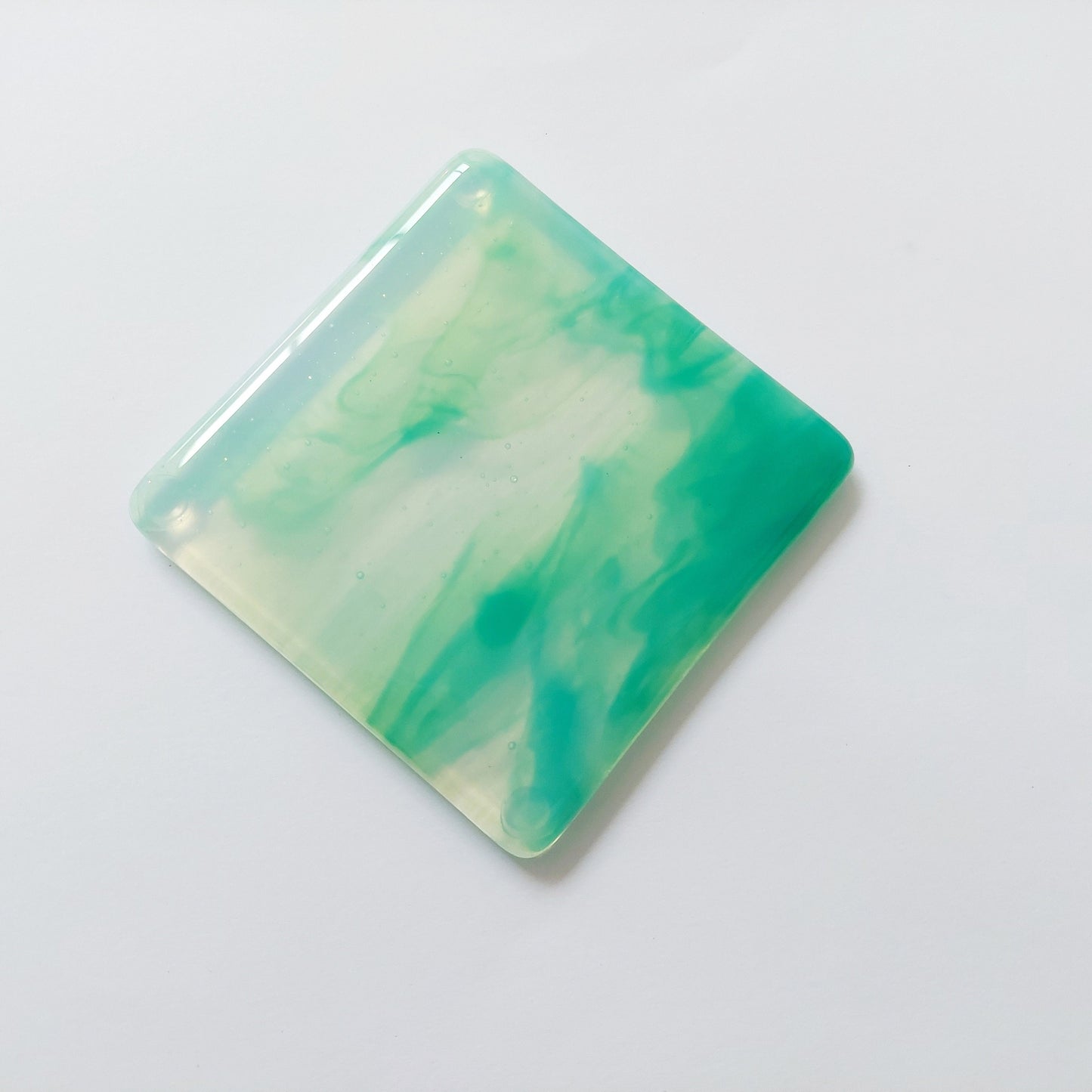 Rydal Water Glass Art Coasters, Unusual Handmade Green Fused Glass Coasters, Contemporary Coffee Table Mats, Natural Green Living Room Décor