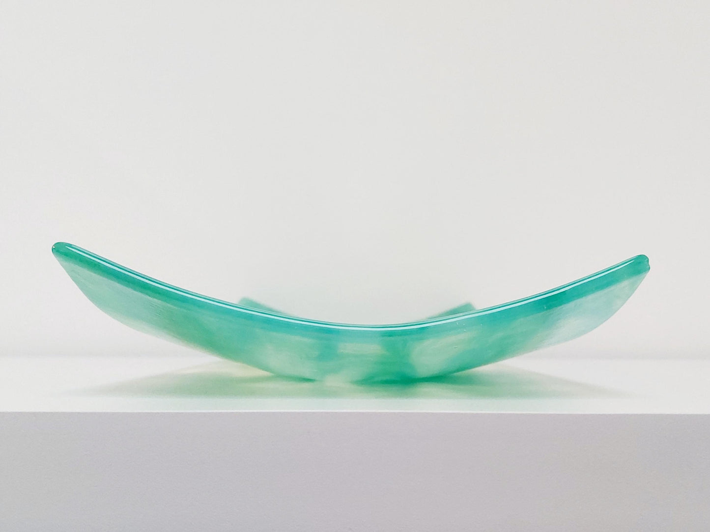 Rydal Water Glass Art Platter, Large Green and Teal Opaline Plate