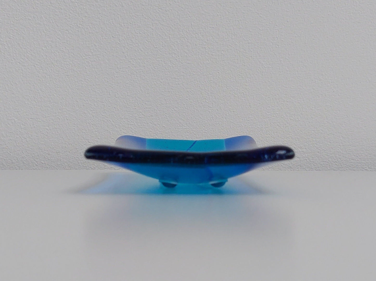 Turquoise and Royal Blue Glass Soap Dish Kiln Formed in the Lake District, Handcrafted Fused Glass Soap Tray, Turquoise Bathroom Décor