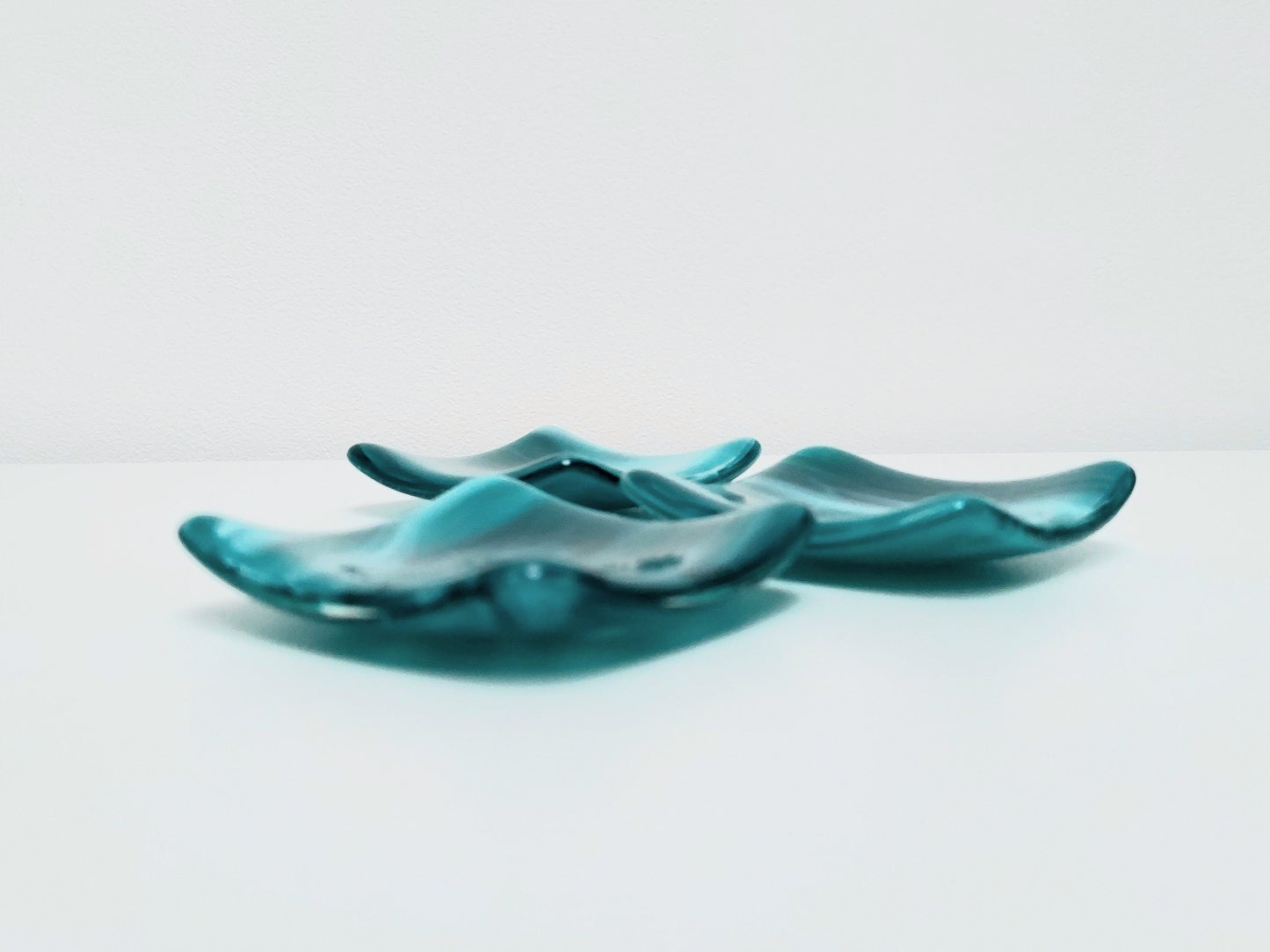 Teal Glass Art Ring Dish, Small Handmade Fused Glass Trinket Dish, Sea Green Glass Earring Bowl, Contemporary Teal Bedroom Décor
