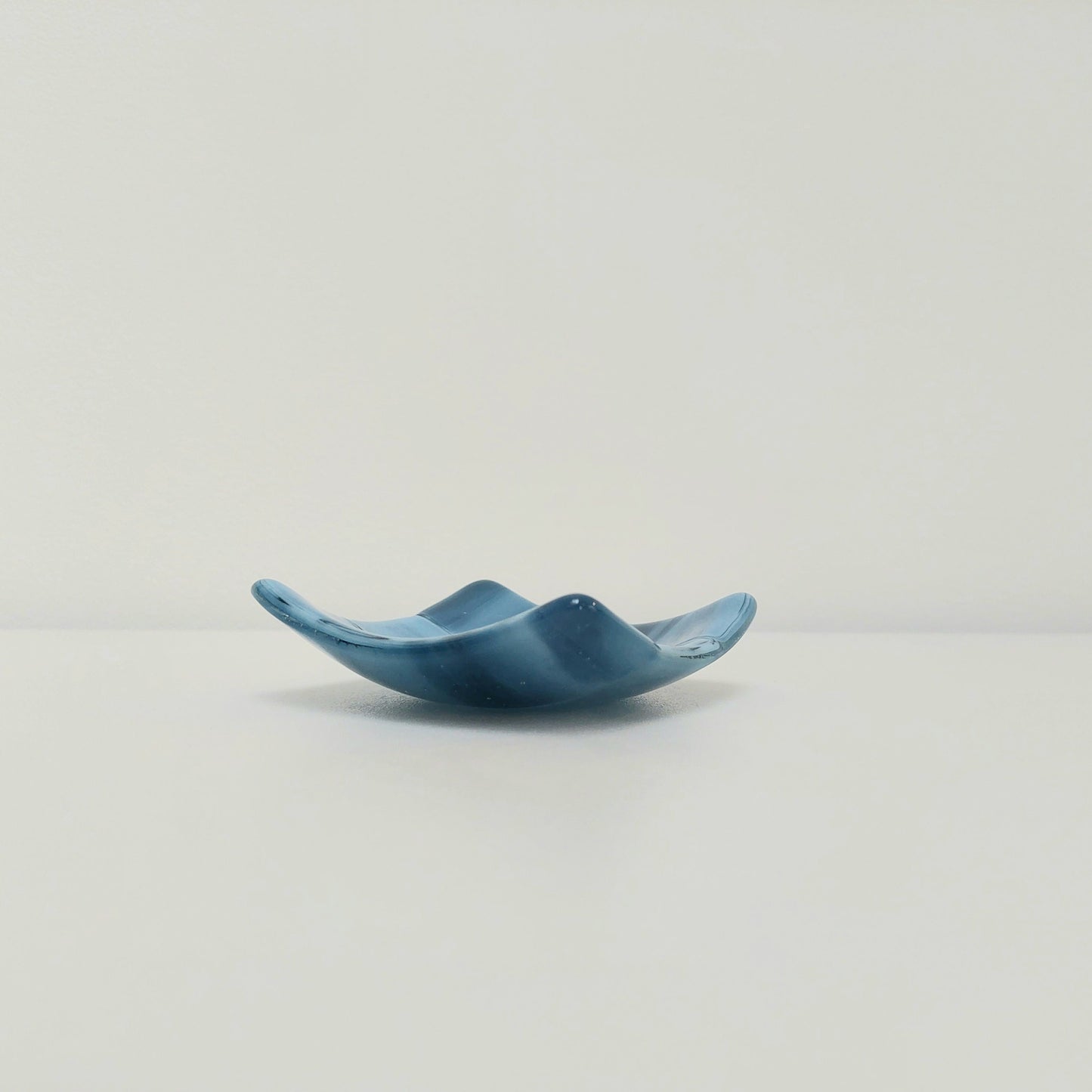 Derwent Water Glass Ring Dish, Handmade Marine Blue Fused Glass Art Trinket Dish, Artisan Glass Earring Bowl, Marine Bedroom Décor