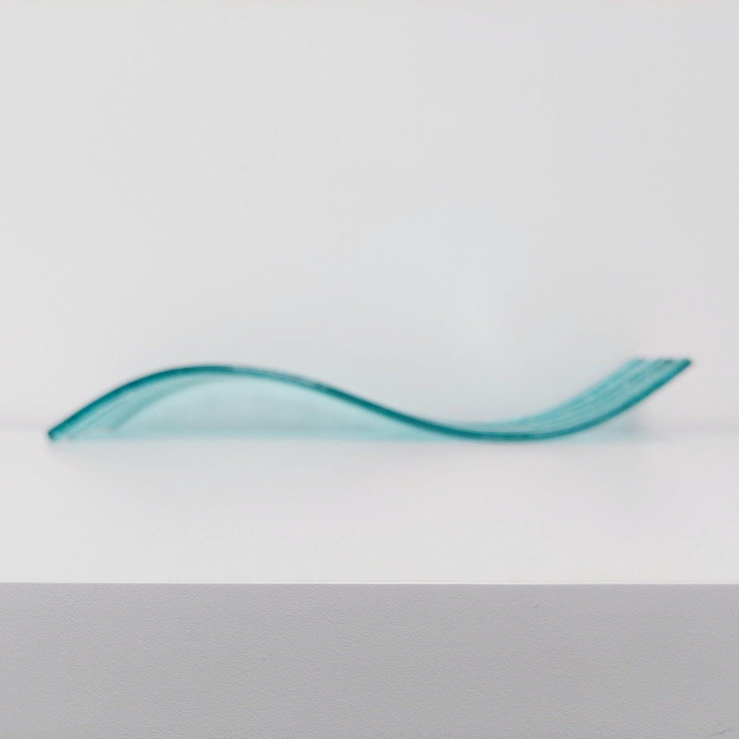 Large Abstract Aqua Glass Wave, Handmade Fused Glass Mantlepiece Ornament, Living Room Statement Piece, Aquamarine Décor, Beach House Décor