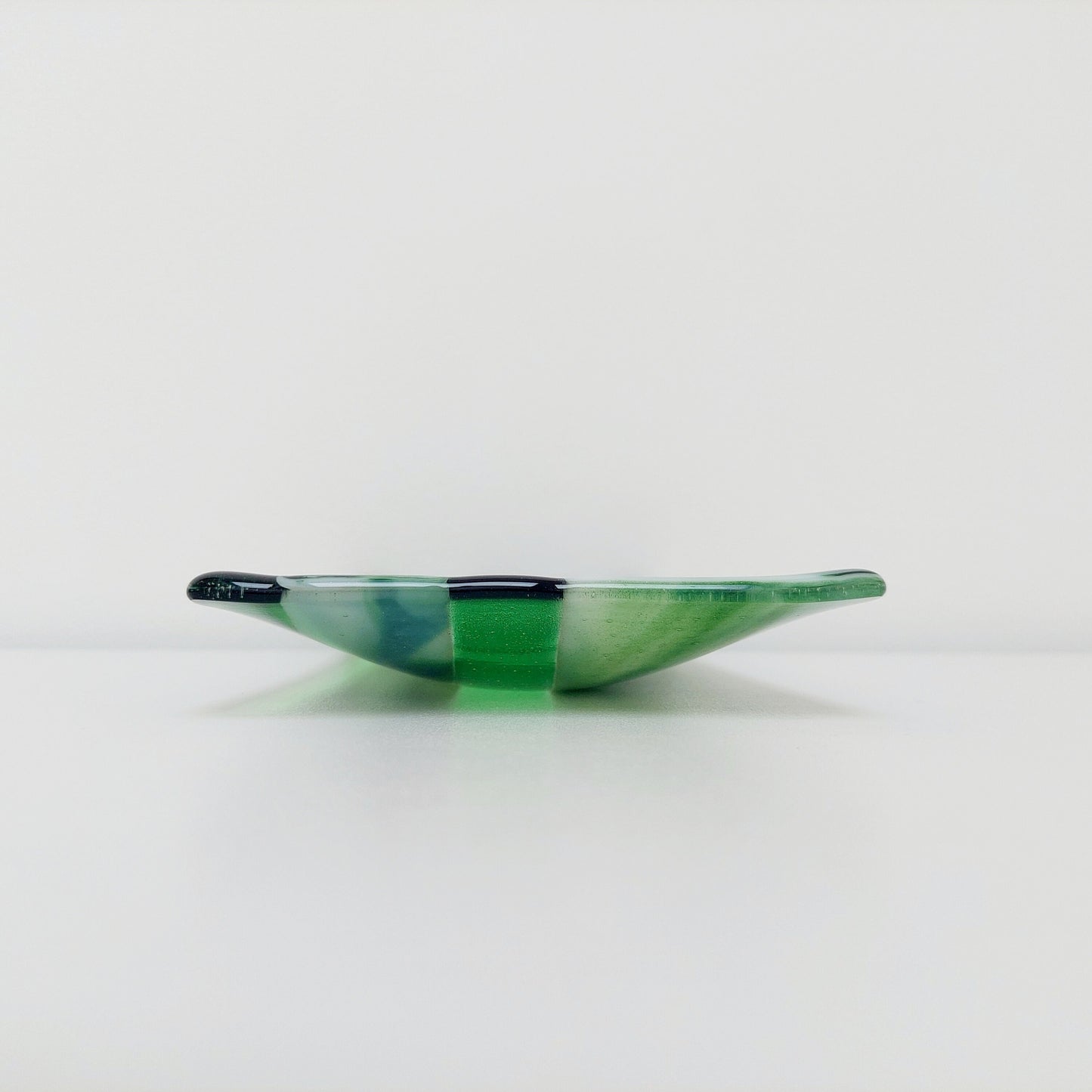 Spring in the Lakes Green Glass Art Plate, Handmade Fused Glass Decorative Tray