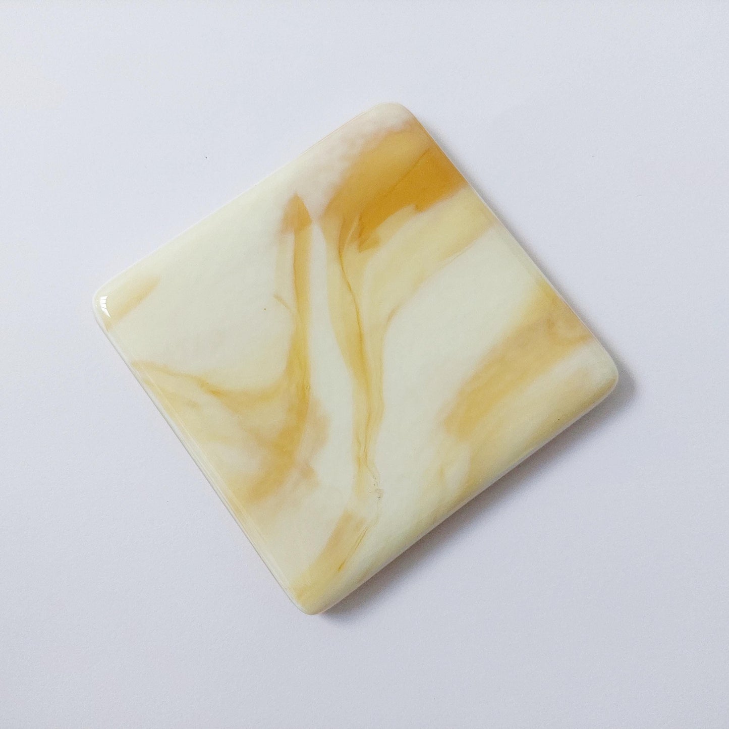 Butterscotch Glass Art Coasters, Handcrafted Cream and Gold Fused Glass Coasters, Unusual Abstract Coffee Table Mats, Luxurious Home Décor