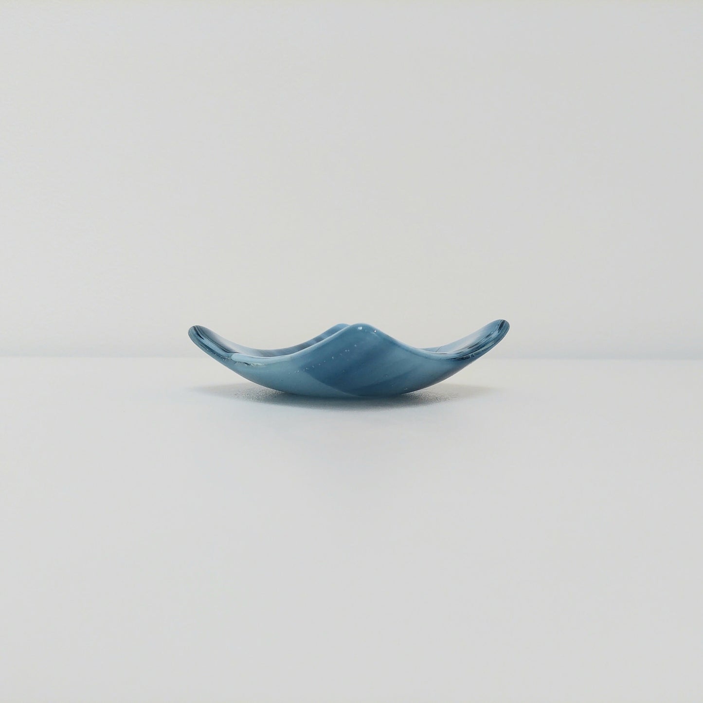 Derwent Water Glass Ring Dish, Handmade Marine Blue Fused Glass Art Trinket Dish, Artisan Glass Earring Bowl, Marine Bedroom Décor