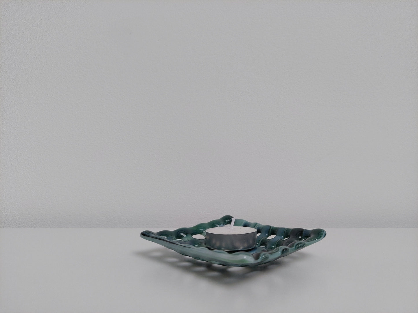 Summer on the Fells Glass Soap Dish with Holes, Handcrafted Green Fused Glass Soap Tray, Organic Soap Dish, Natural Green Bathroom Décor