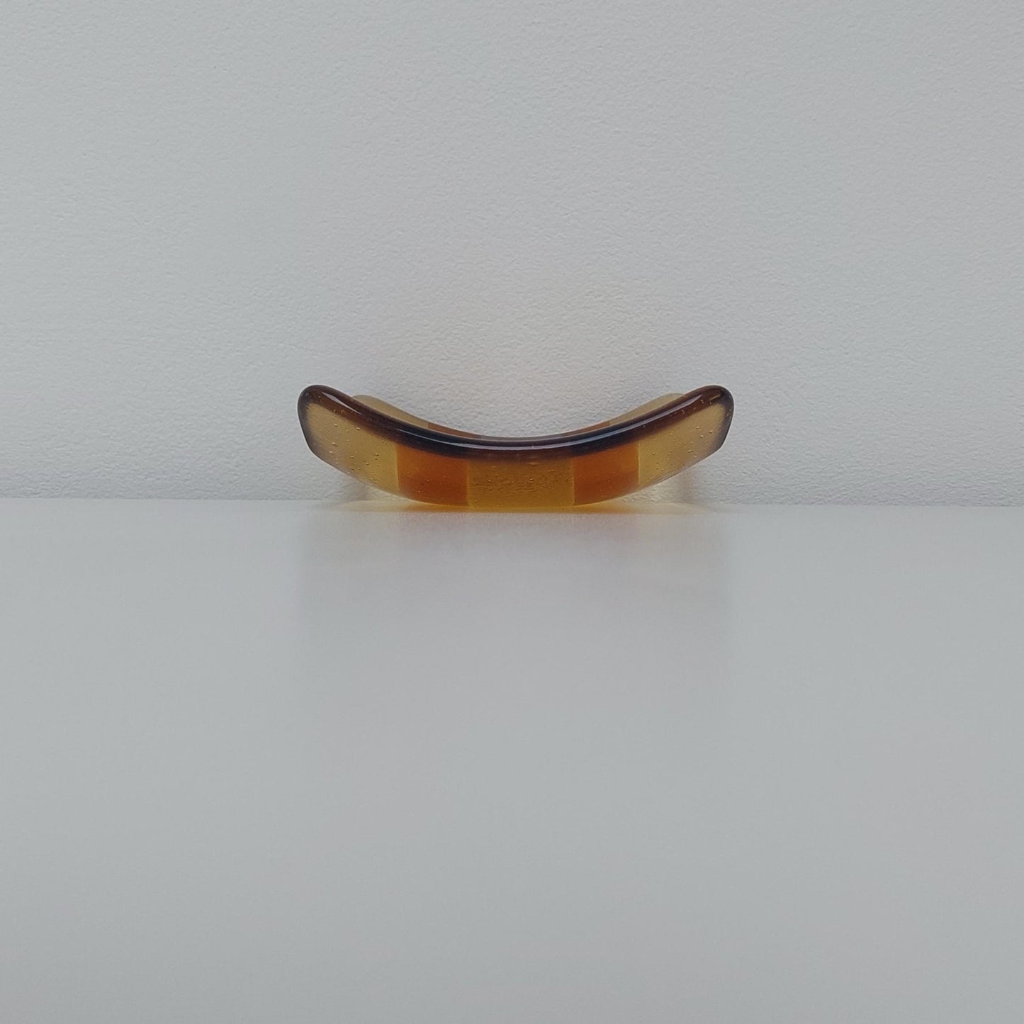 Amber Glass Art Trinket Dish, Opulent Handmade Fused Glass Jewellery Bowl, Small Artisanal Bedside Table Dish, Luxurious Amber Bedroom Décor