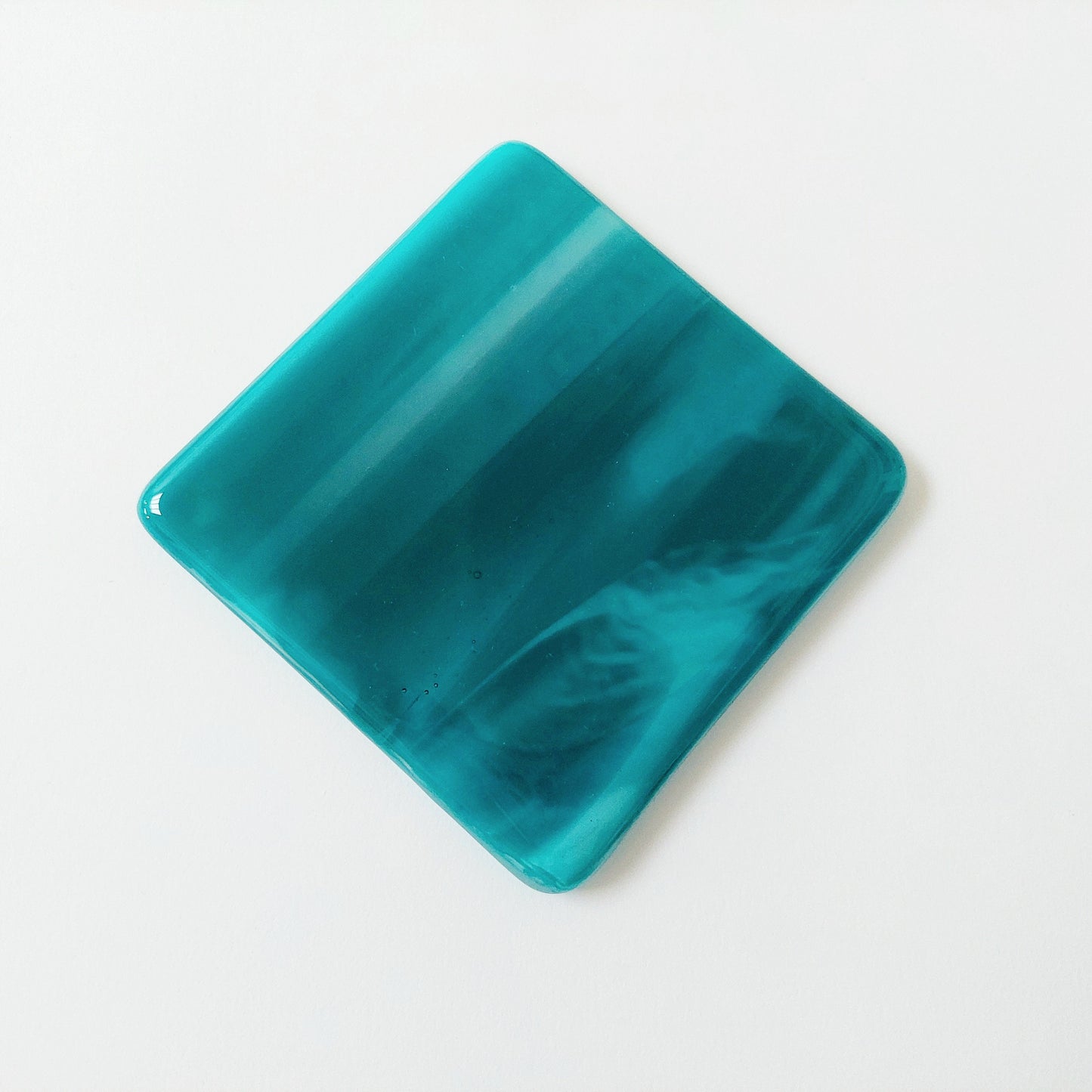 Teal Glass Art Coasters Handcrafted in the Lake District, Individual or Set of Fused Glass Coasters, Teal Home Decor, Practical Artisan Gift