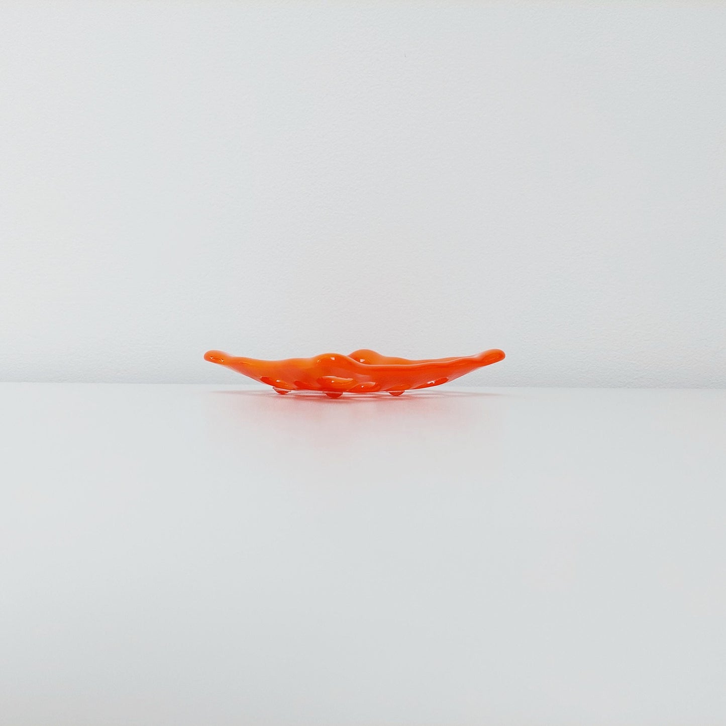 Vibrant Orange Glass Soap Dish with Holes, Handcrafted Fused Glass Soap Tray, Small Organic Glass Art Tray, Boho Orange Bathroom Décor