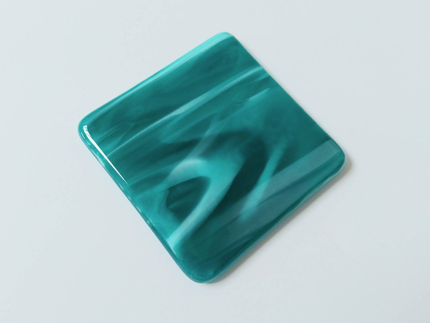 Teal Glass Art Coasters Handcrafted in the Lake District, Individual or Set of Fused Glass Coasters, Teal Home Decor, Practical Artisan Gift