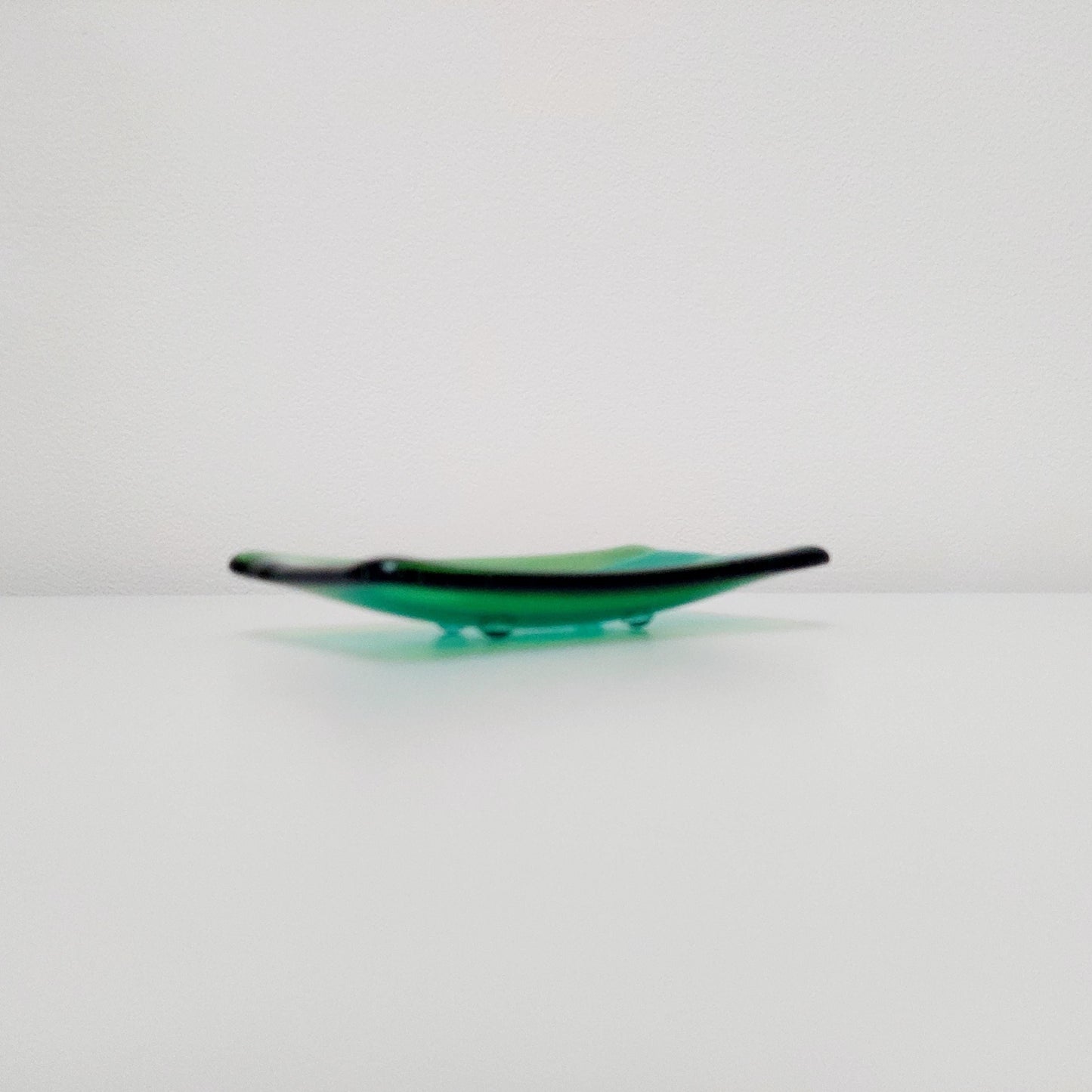 Green Glass Art Soap Dish, Handmade Emerald and Light Green Soap Tray