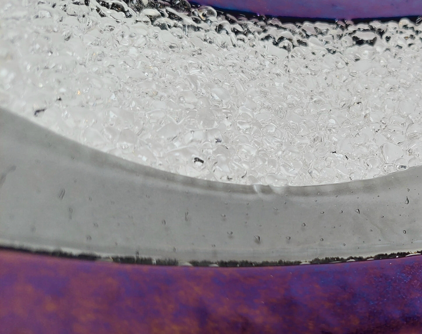 Large Silver Grey Glass Wave with Amethyst Accents
