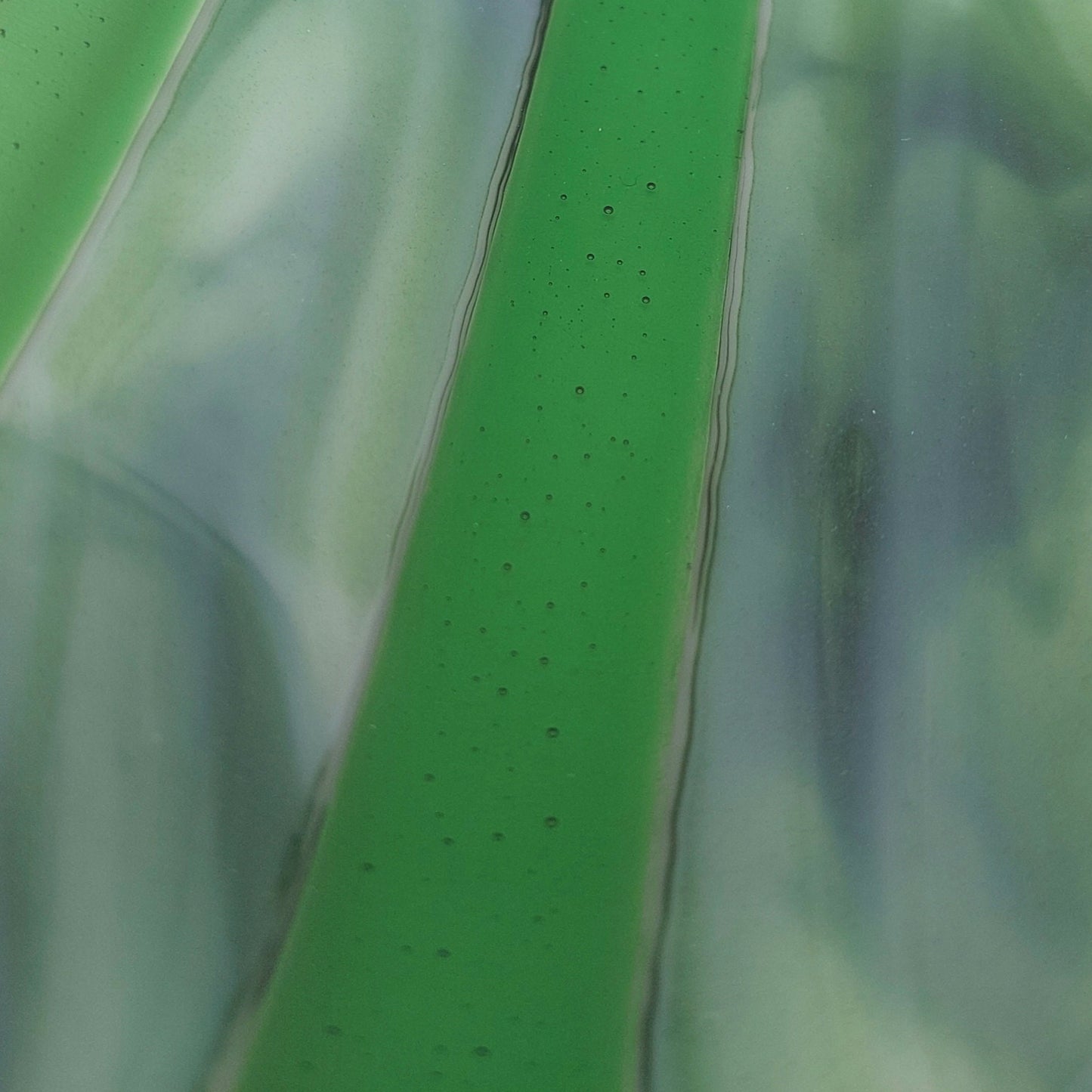 Spring in the Lakes Green Glass Art Plate, Handmade Fused Glass Decorative Tray