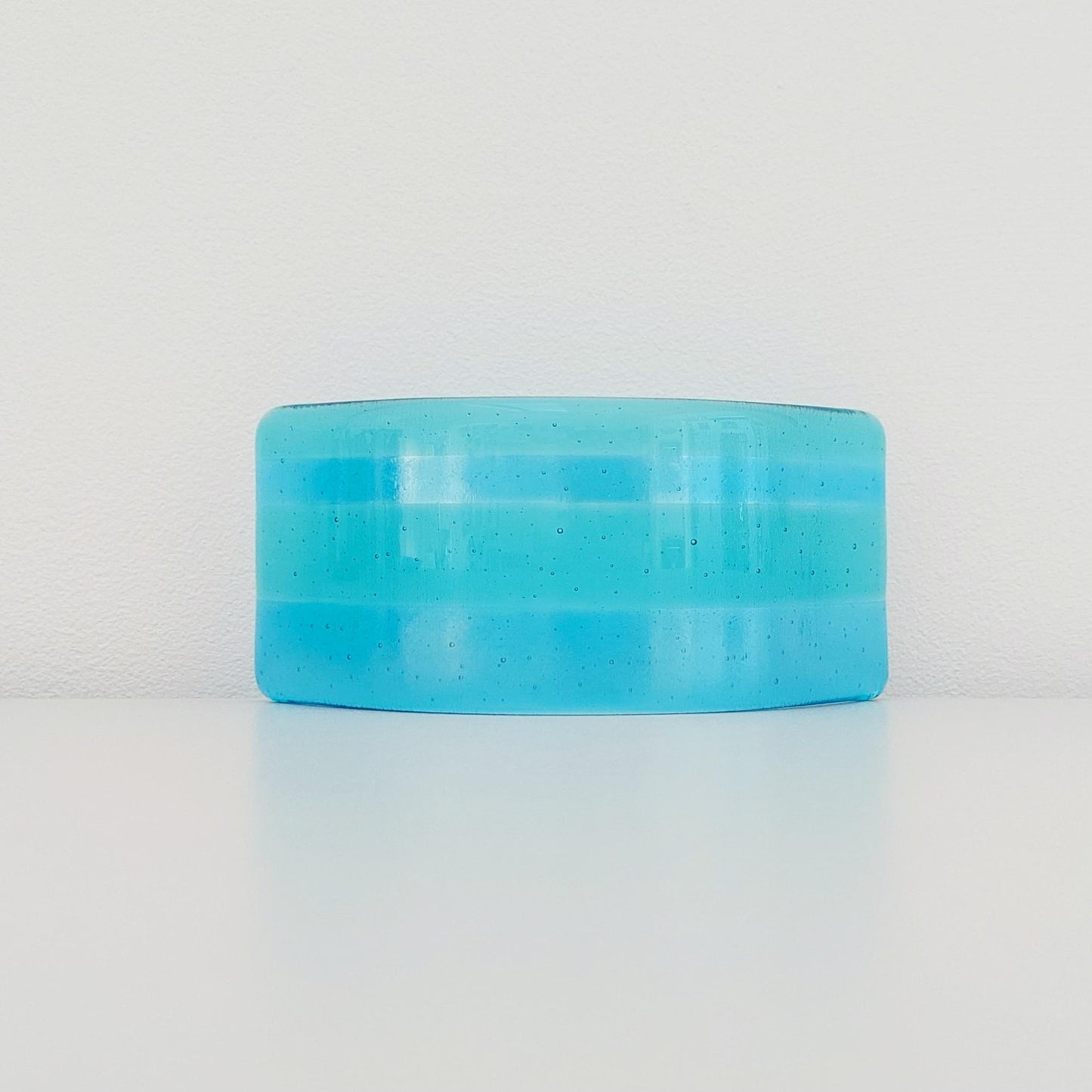 Aqua and Turquoise Glass Art Curve, Contemporary Handcrafted Fused Glass Bathroom Ornament, Turquoise Bathroom Décor, Windowsill Ornament