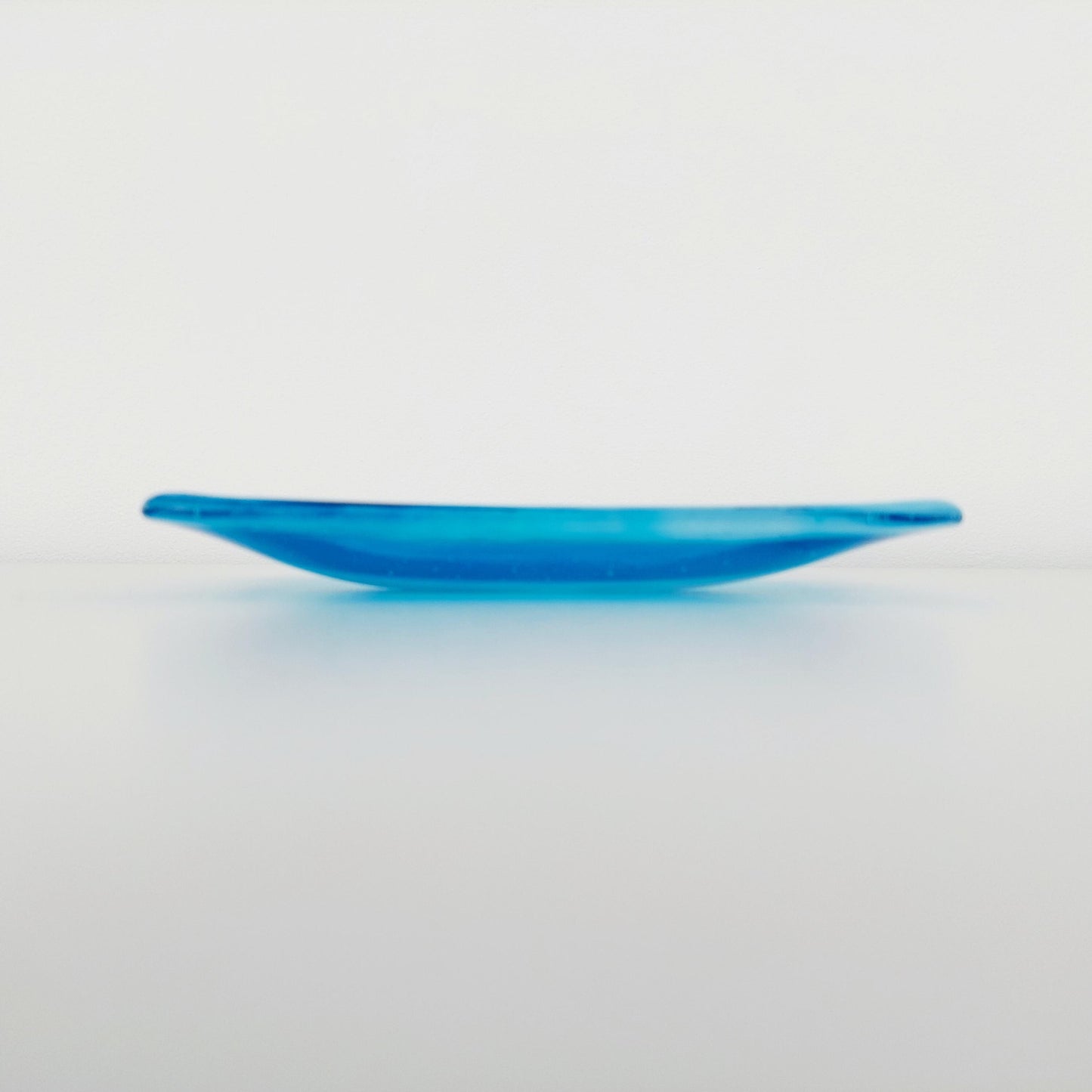 Winter in the Lakes Glass Art Trinket Dish, Contemporary Turquoise and White Fused Glass Coffee Table Plate, Turquoise Living Room Décor
