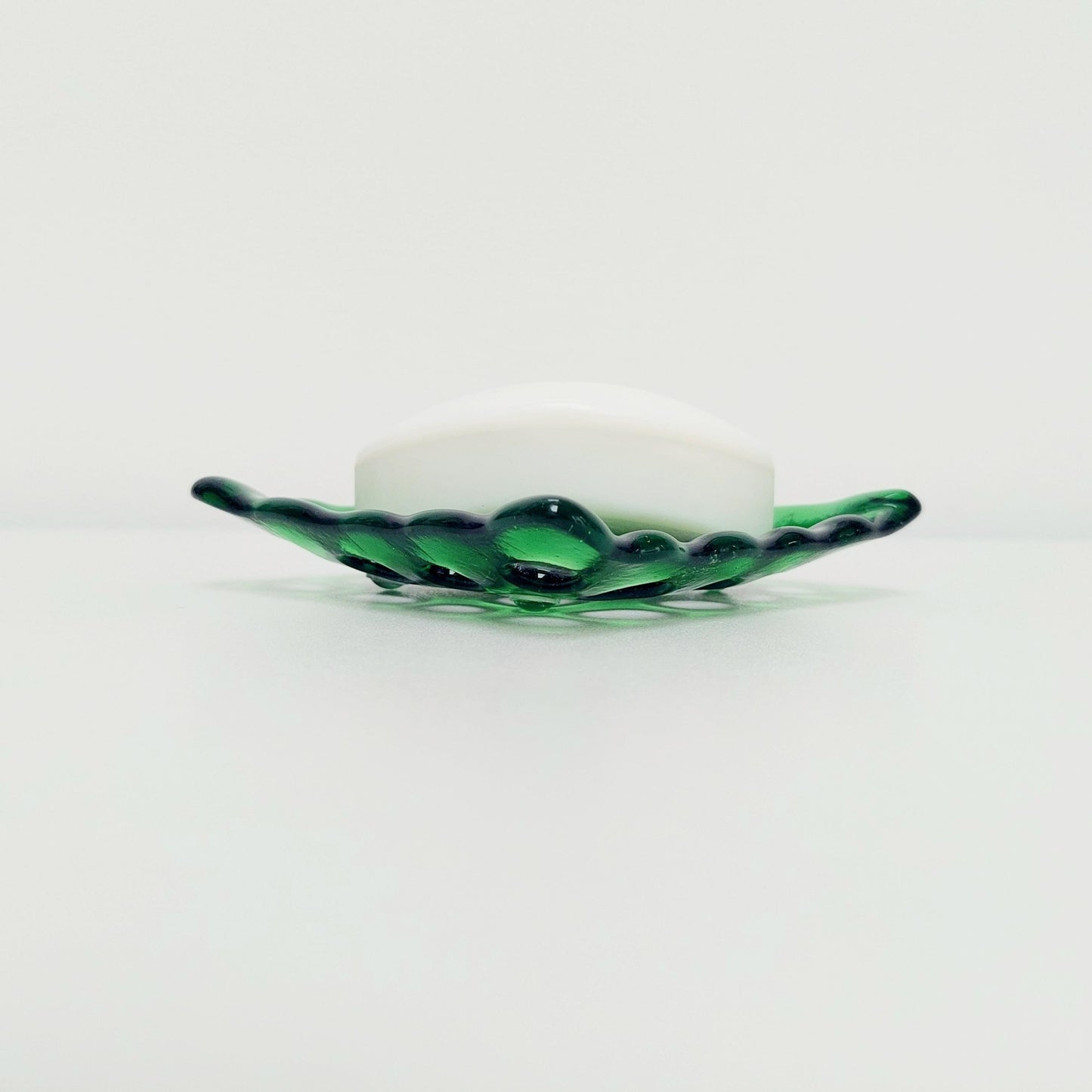 Light Green Glass Soap Dish with Holes
