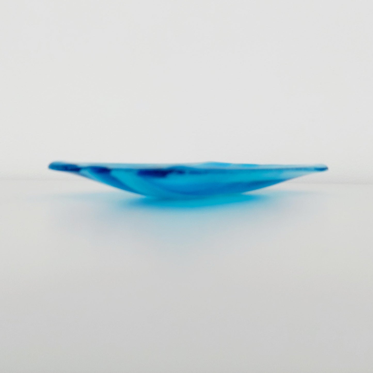 Winter in the Lakes Glass Art Trinket Dish, Contemporary Turquoise and White Fused Glass Coffee Table Plate, Turquoise Living Room Décor