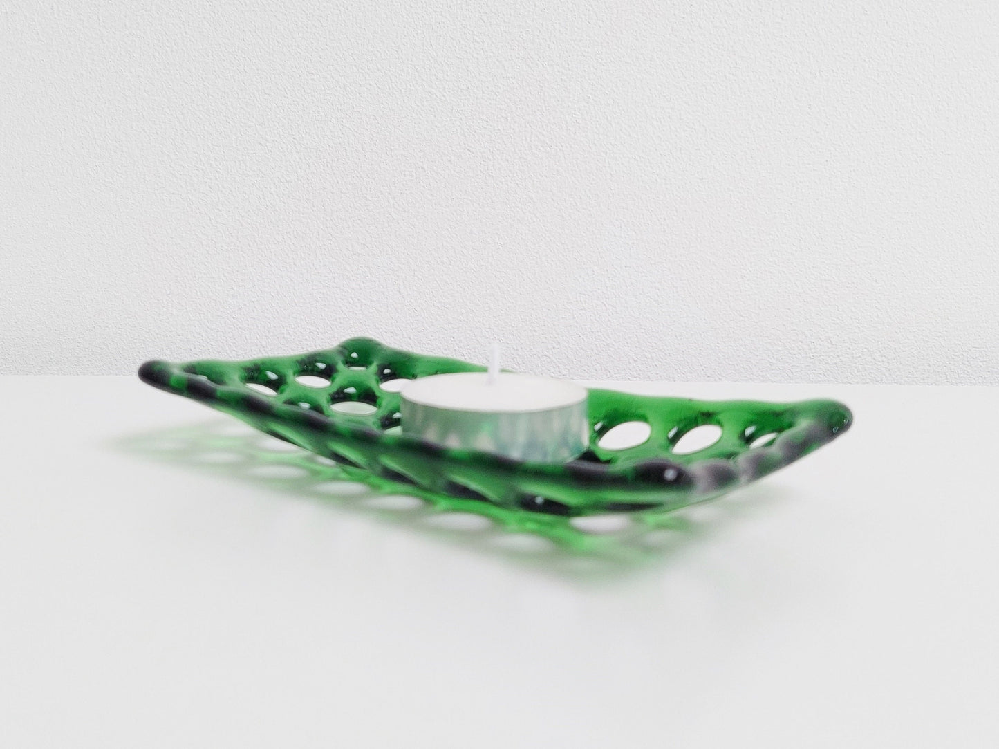 Rectangular Green Glass Soap Dish with Holes, Light Green Bathroom Decor