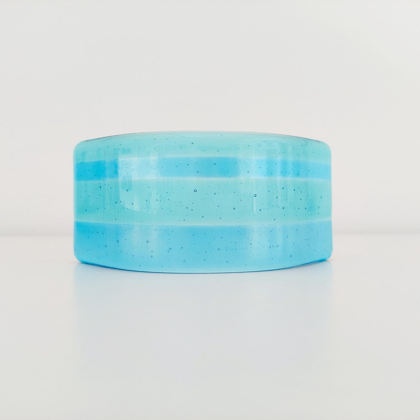 Aqua and Turquoise Glass Art Curve, Contemporary Handcrafted Fused Glass Bathroom Ornament, Turquoise Bathroom Décor, Windowsill Ornament