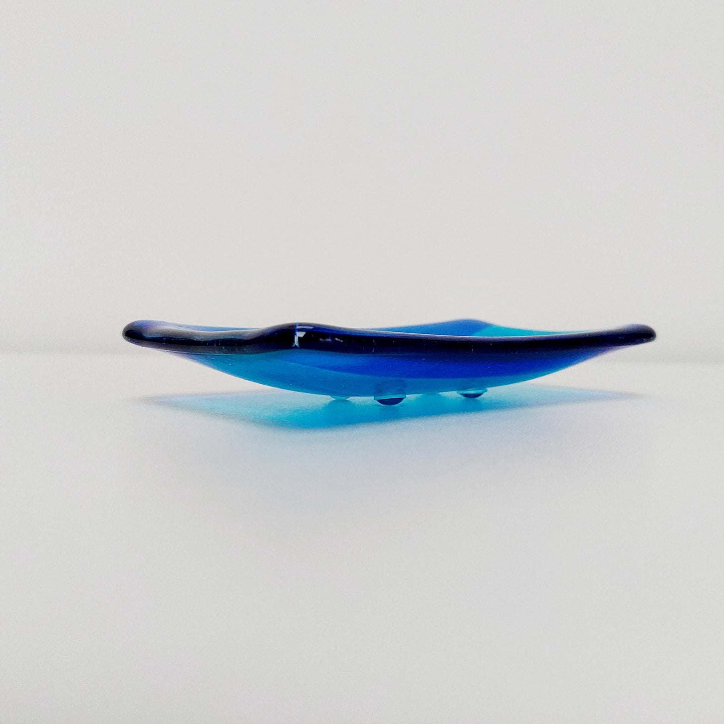 Turquoise and Royal Blue Glass Soap Dish Kiln Formed in the Lake District, Handcrafted Fused Glass Soap Tray, Turquoise Bathroom Décor