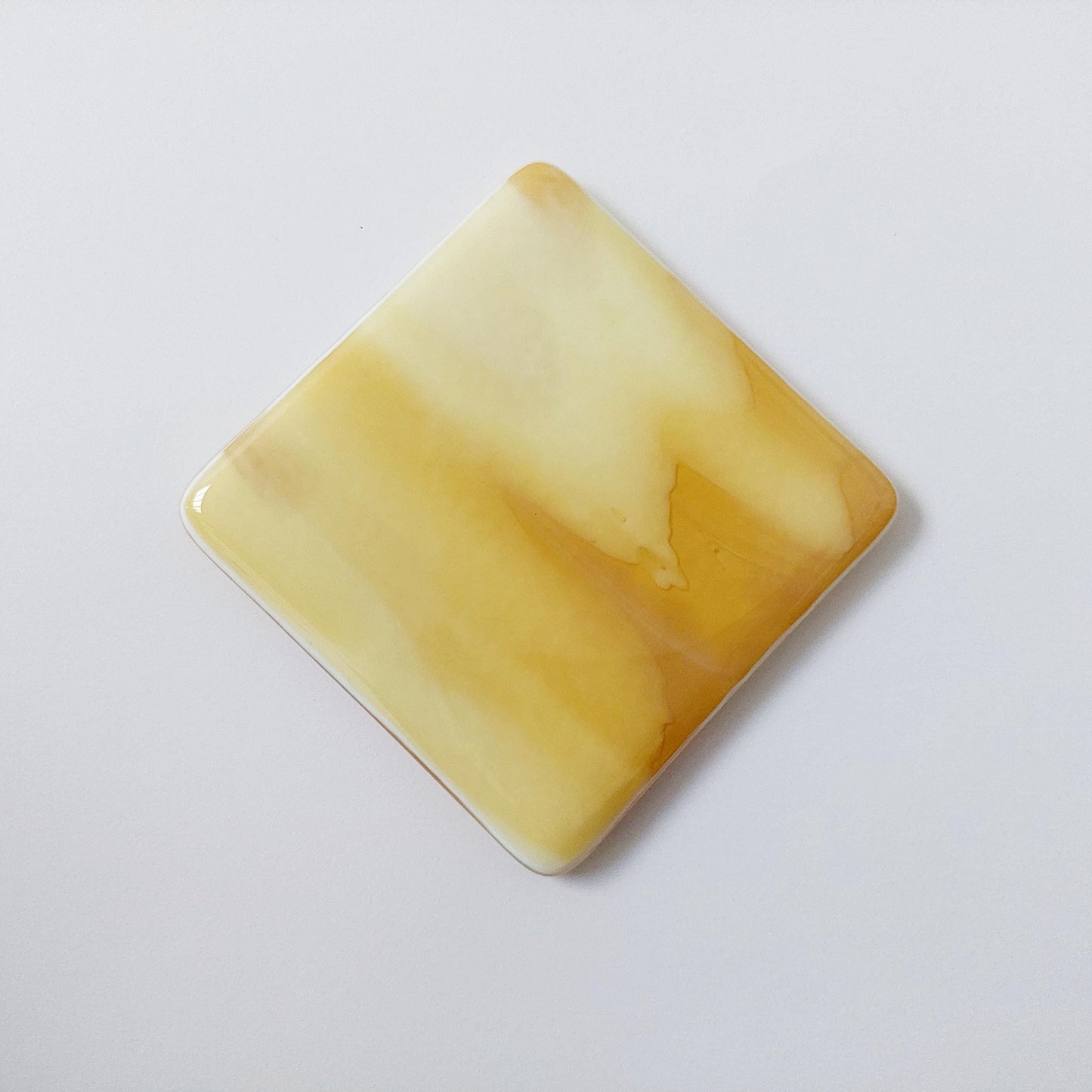 Butterscotch Glass Art Coasters, Handcrafted Cream and Gold Fused Glass Coasters, Unusual Abstract Coffee Table Mats, Luxurious Home Décor
