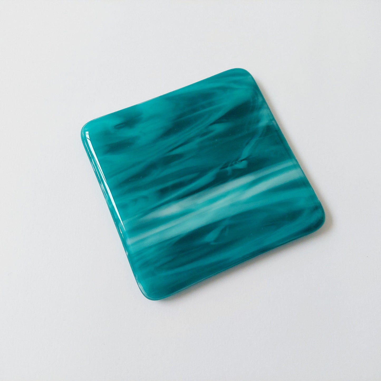 Teal Glass Art Coasters Handcrafted in the Lake District, Individual or Set of Fused Glass Coasters, Teal Home Decor, Practical Artisan Gift