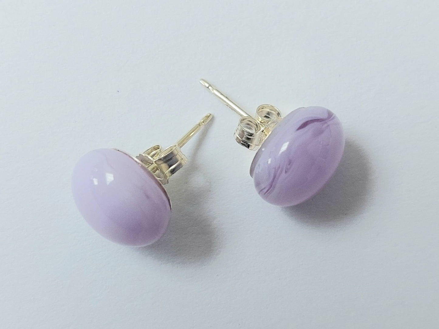 Lilac Fused Glass Stud Earrings