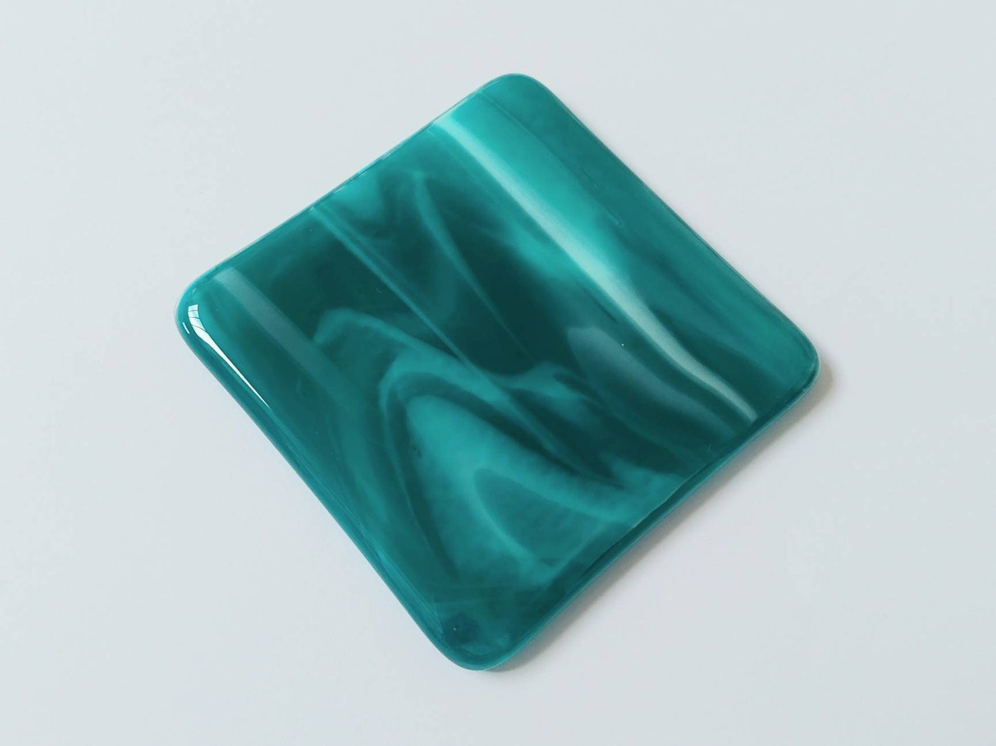 Teal Glass Art Coasters Handcrafted in the Lake District, Individual or Set of Fused Glass Coasters, Teal Home Decor, Practical Artisan Gift
