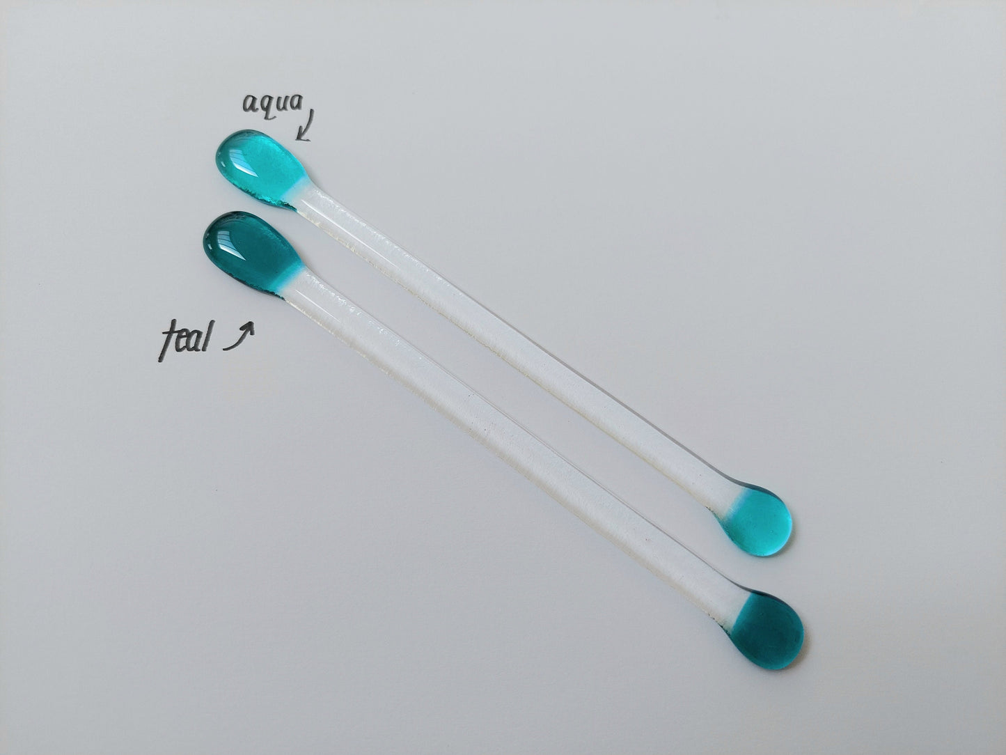 Handmade Glass Swizzle Sticks/Fused Glass Cocktail Stirrers/ Red, Yellow, Blue, Turquoise, Lilac, Pink and Teal Glass Drink Stirrers