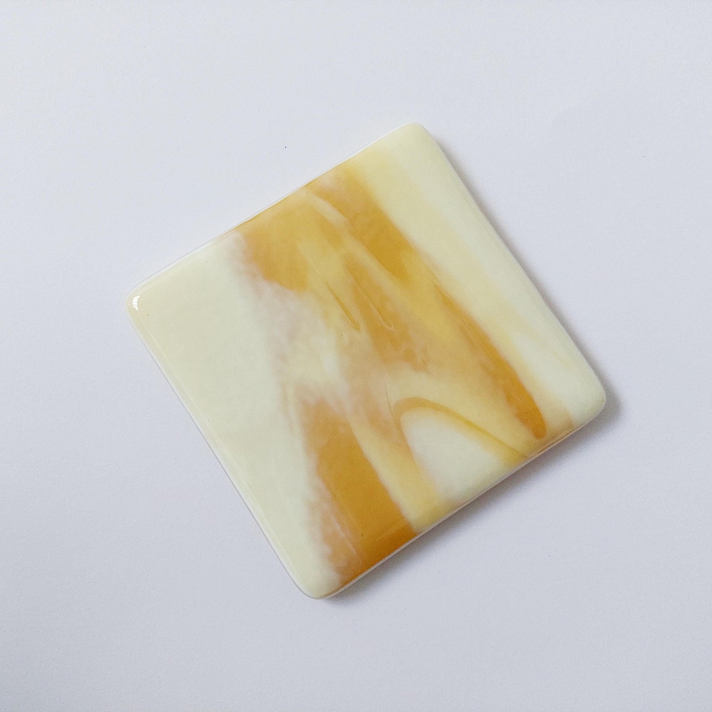 Butterscotch Glass Art Coasters, Handcrafted Cream and Gold Fused Glass Coasters, Unusual Abstract Coffee Table Mats, Luxurious Home Décor