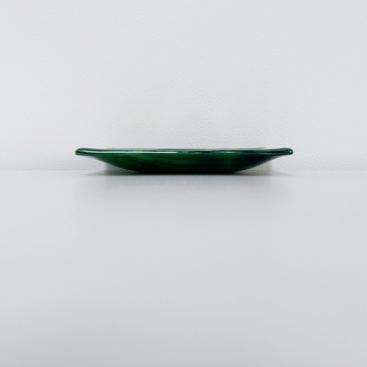 Spring in Grizedale Trinket Dish, Handcrafted Moss and Forest Green Fused Glass Art Coffee Table Plate, Natural Green Living Room Décor