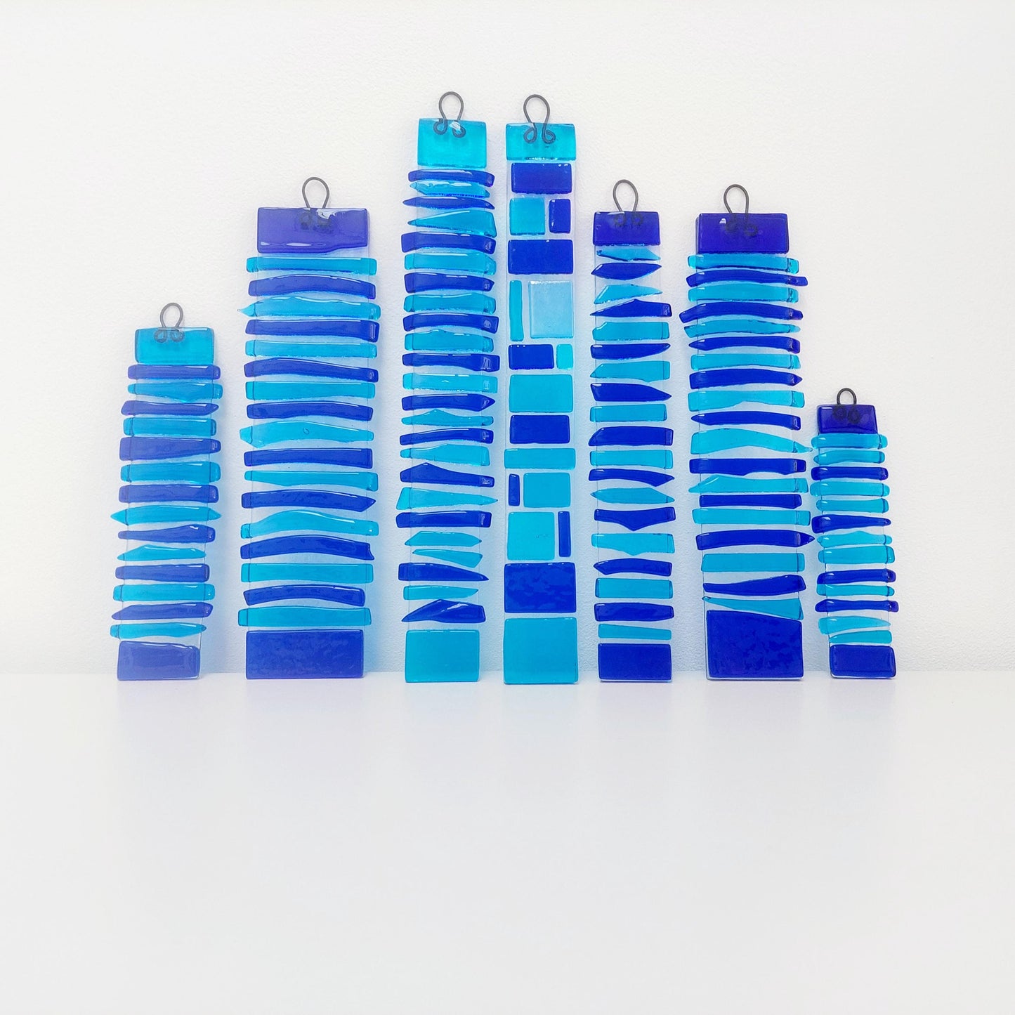 Abstract Turquoise and Cobalt Blue Glass Suncatcher