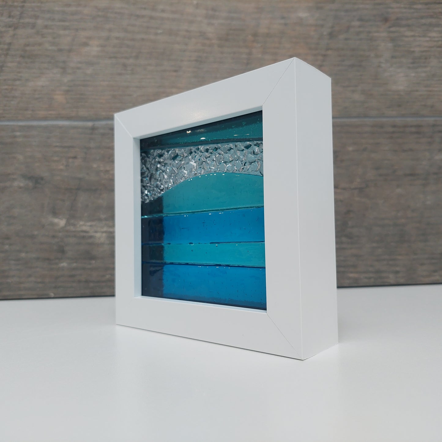 Derwent Water Glass Art Picture, Small Handmade Fused Glass Picture