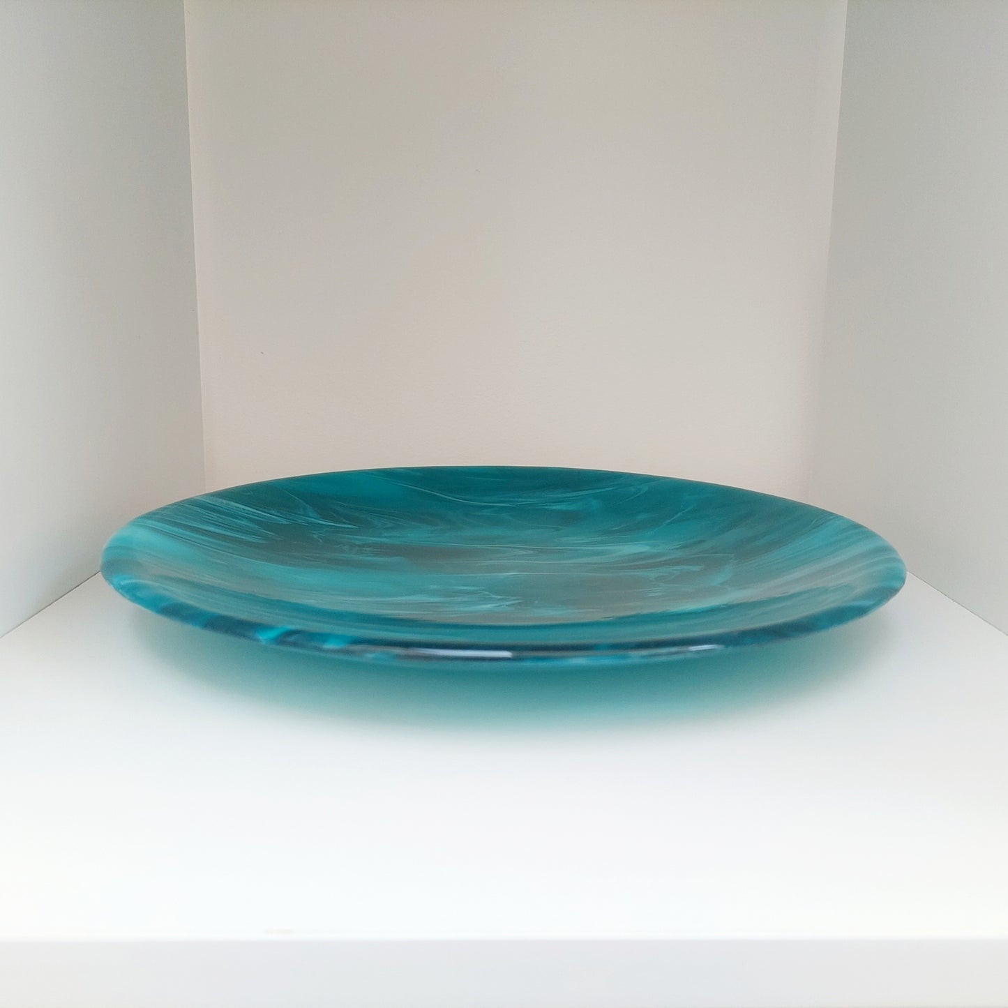 Teal and Aqua Glass Art Bowl - RESERVED for Lárisa & Stuart