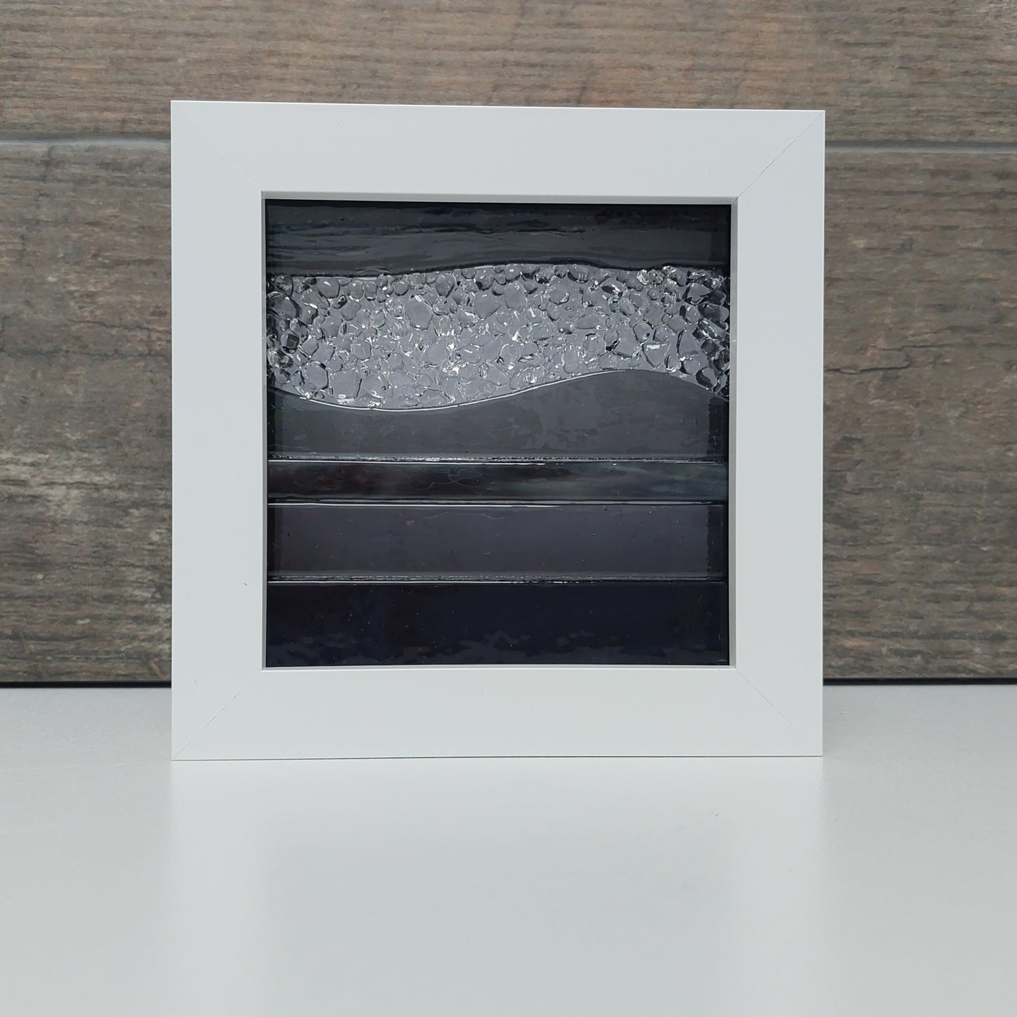 Grey Fused Glass Art Picture, Framed Lake District Landscape