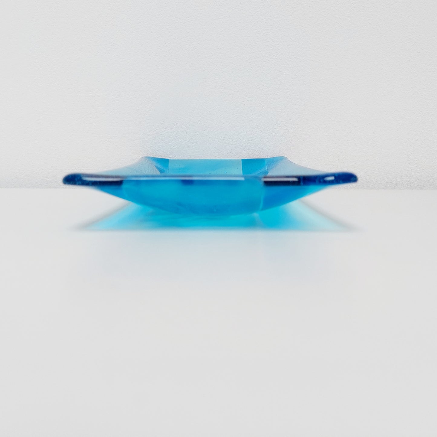 Winter in the Lakes Glass Art Platter, Turquoise Artisanal Glass Plate, Large Handmade Blue Glass Trinket Dish, Turquoise Décor