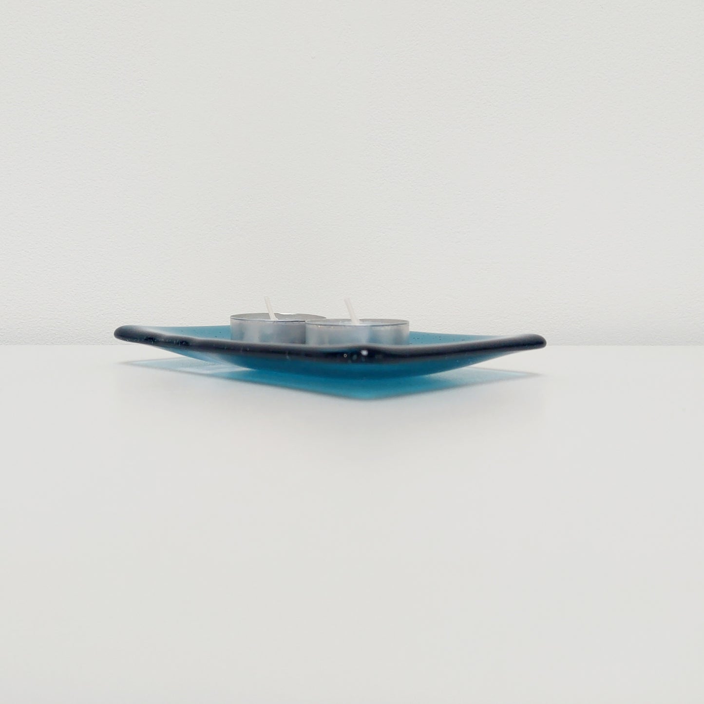 Ocean Glass Art Soap Tray, Handmade Aventurine and Sea Blue Fused Glass Dish