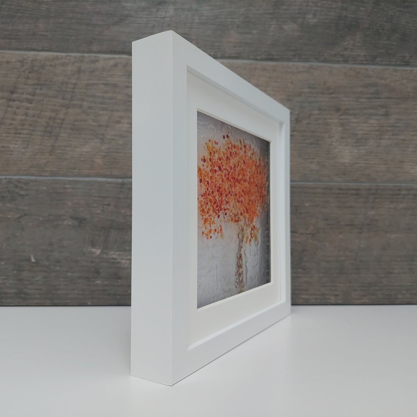 Framed Autumnal Glass Tree, Handmade Fused Glass Picture