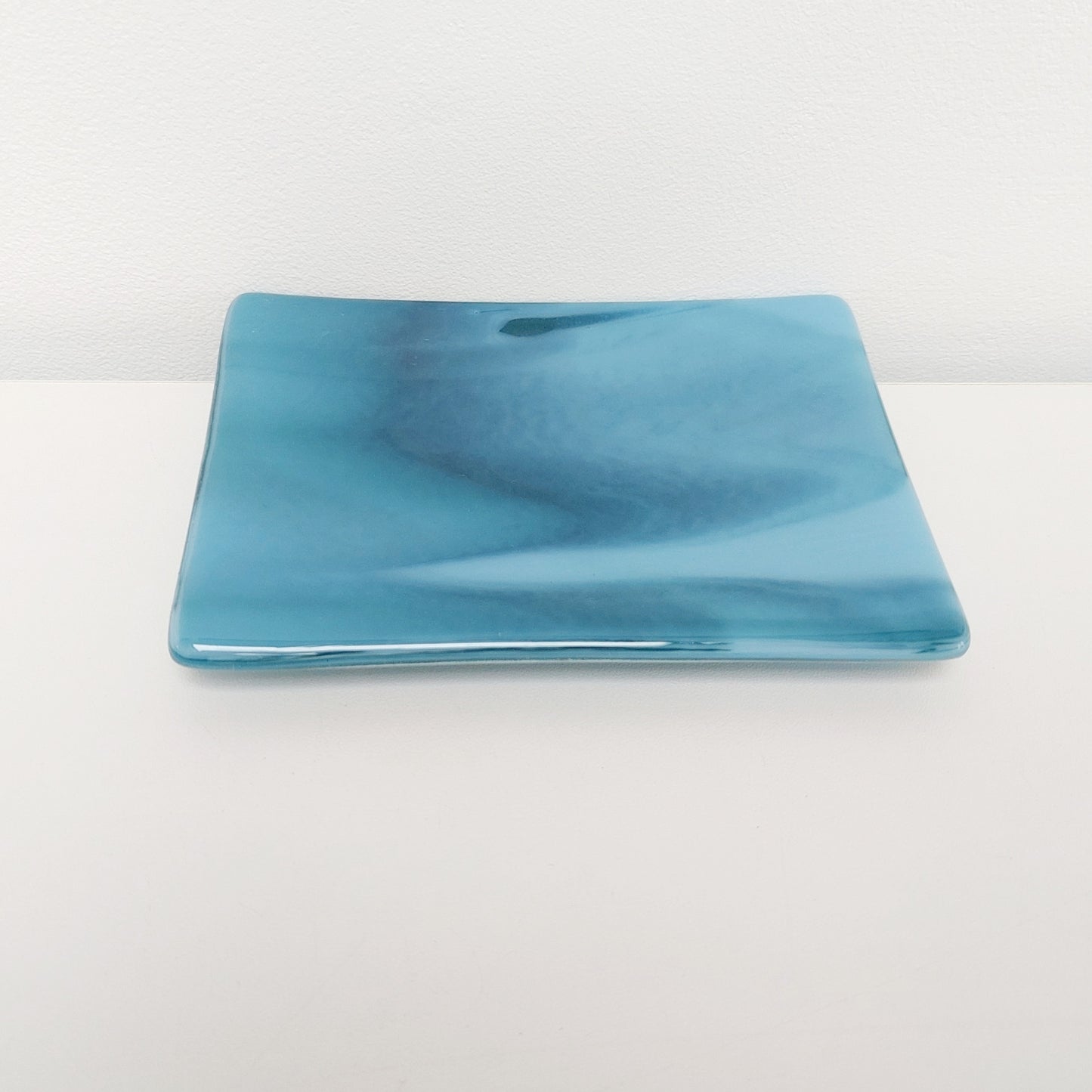 Derwent Water Glass Art Dish, Handmade Marine Blue Trinket Dish