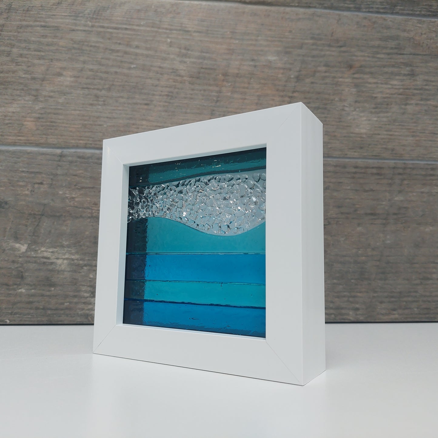 Derwent Water Glass Art Picture, Small Handmade Fused Glass Picture