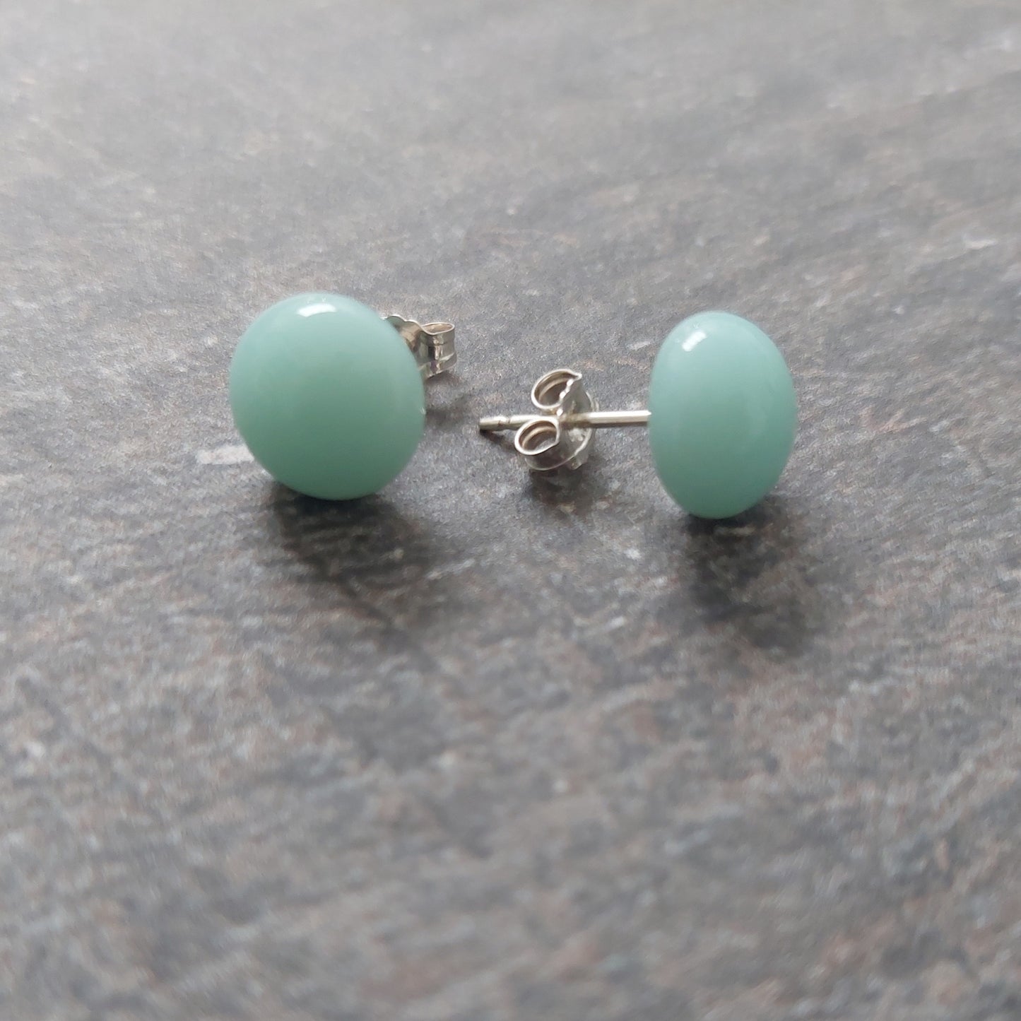 Robin's Egg Blue Glass Stud Earrings with Sterling Silver Posts, Pastel Turquoise Earrings