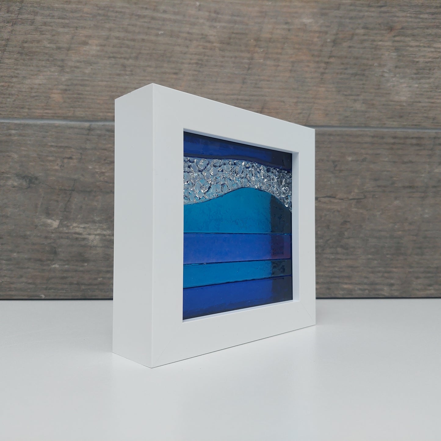 Lake District Framed Glass Landscape, Small Handmade Fused Glass Picture